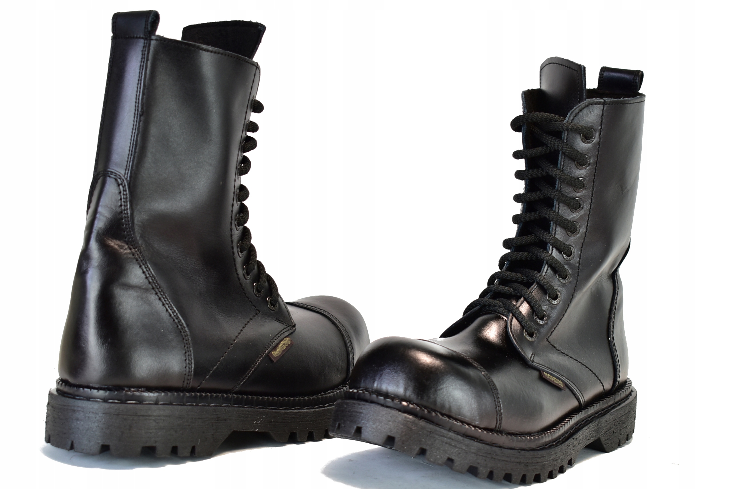 KULTOWE GLANY WYSOKIE 10 DZIUREK SKÓRA 38 BLACHA Kolor czarny