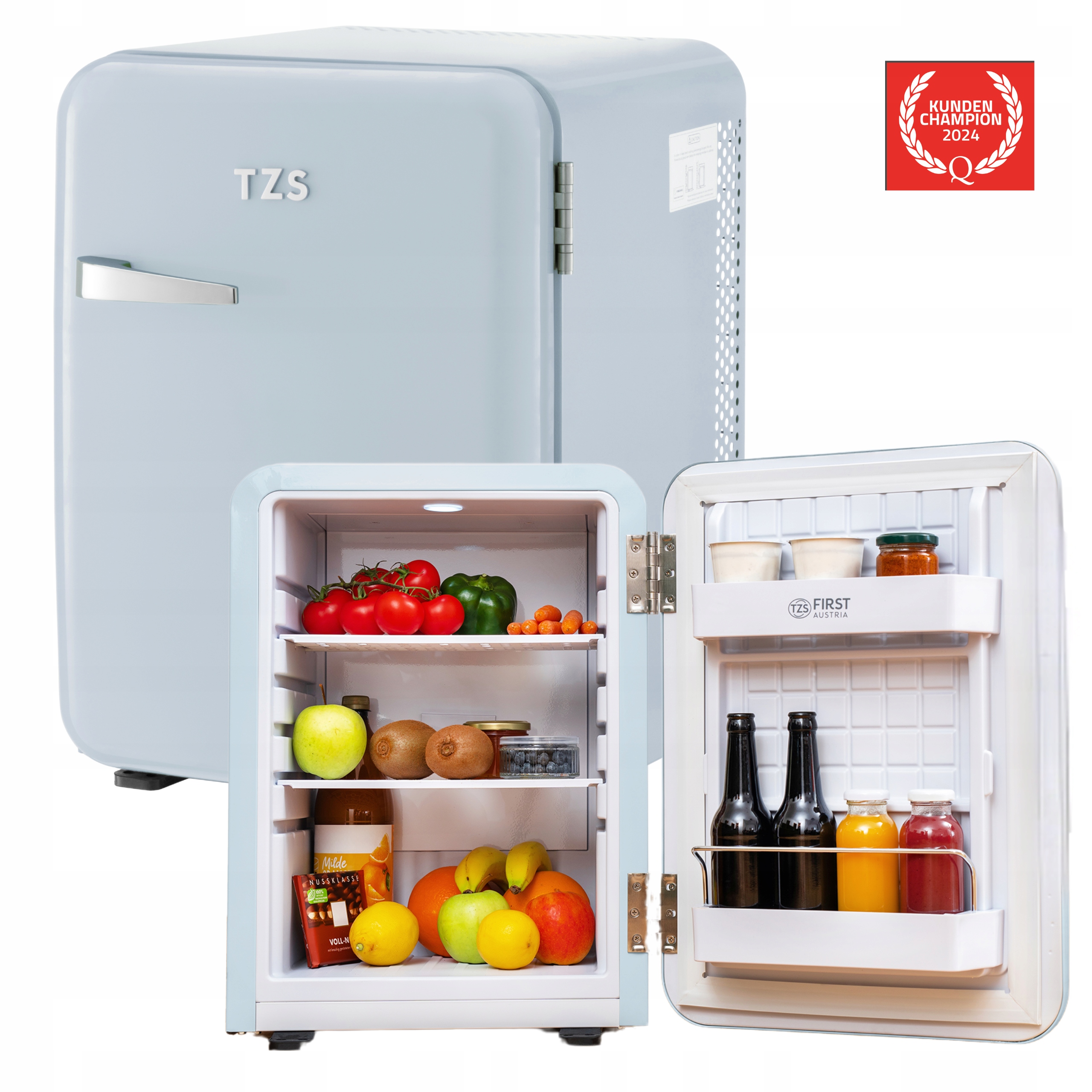 Hotelová lednička 40 l minibar tichá do pokoje s Led 6 polic, energeticky úsporná