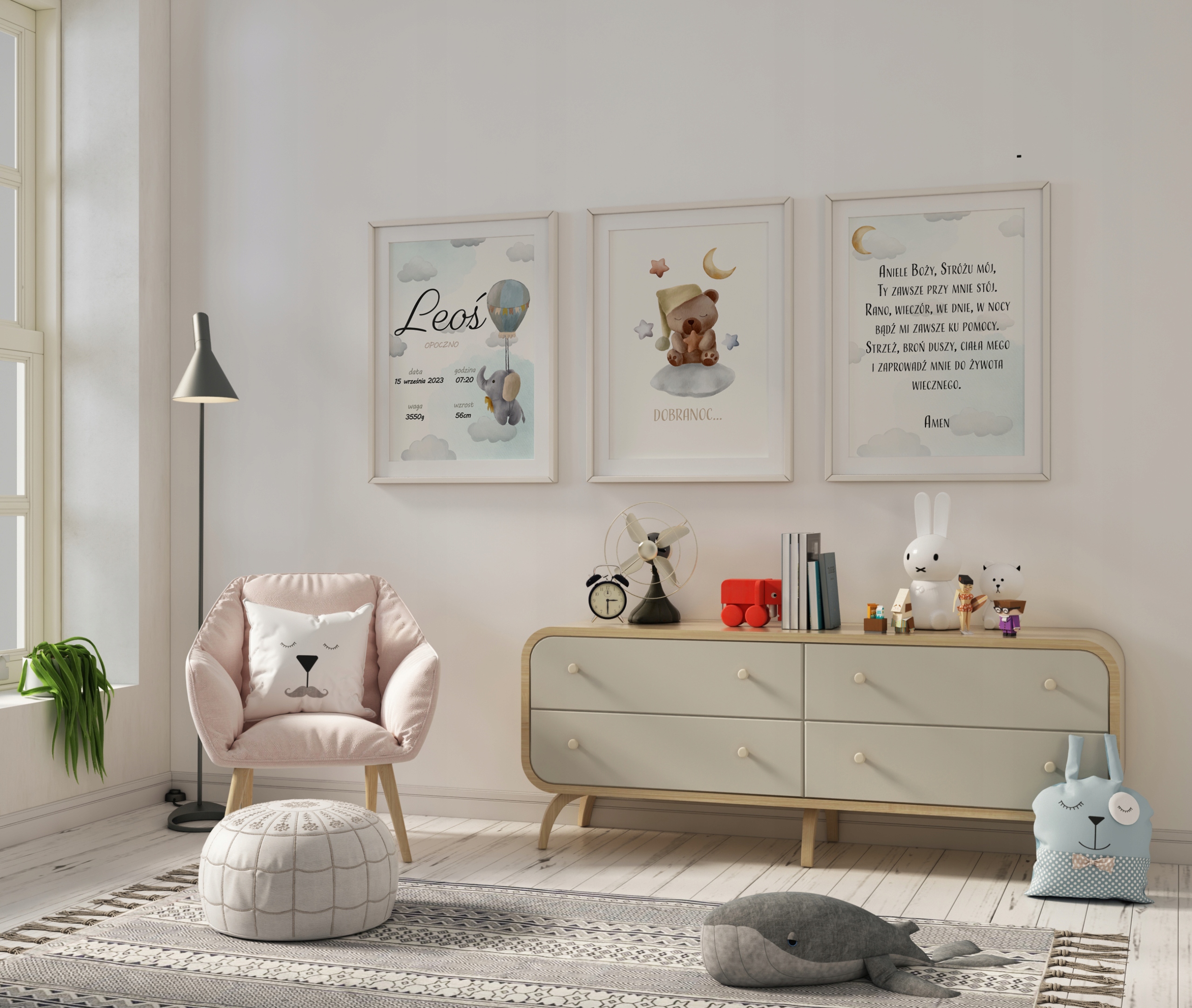 ZESTAW PLAKATY Z MODLITWĄ METRYKĄ DLA DZIECI 3SZT. WZORY FORMAT A4 PREZENT Stan opakowania oryginalne