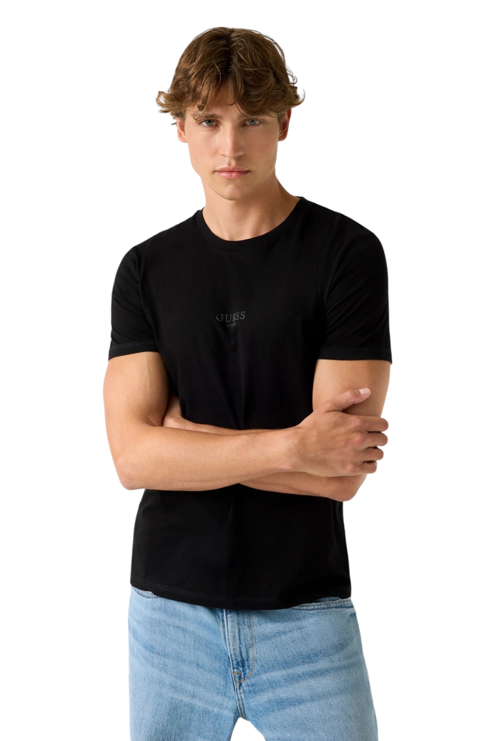 Guess tričko tričko pánské Slim Fit černé přiléhavá bavlna XL