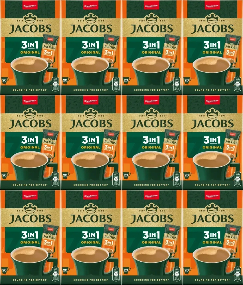 Kawa w saszetkach rozpuszczalna Jacobs Original 3w1 20x 12,6g x12