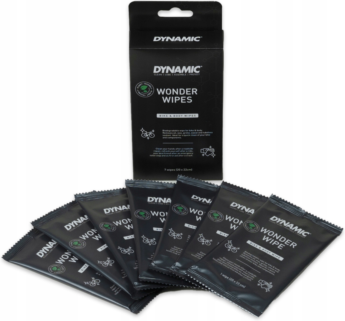 Chusteczki rowerowe do czyszczenia Dynamic Wonder Wipes x7 Biodegradowalne