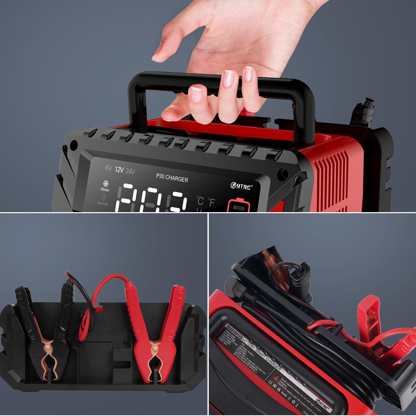 Зарядний пристрій LCD 30A для акумулятора EFB GEL AGM 12V 24V. Бренд: Без бренду.