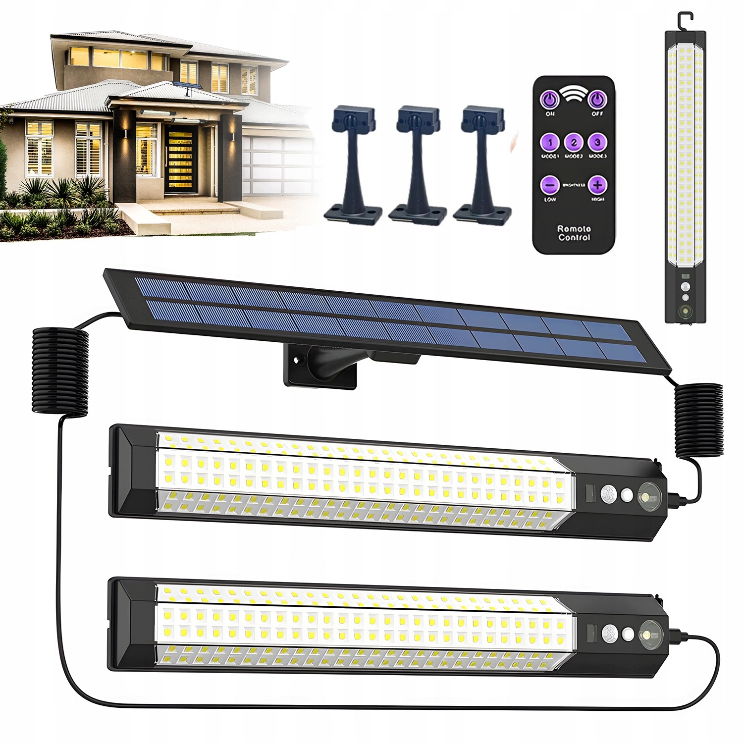 Led Solární Lampy 2 Ks 3 Režimy Provozu Senzor Pohybu Pro Zahradní Cesty