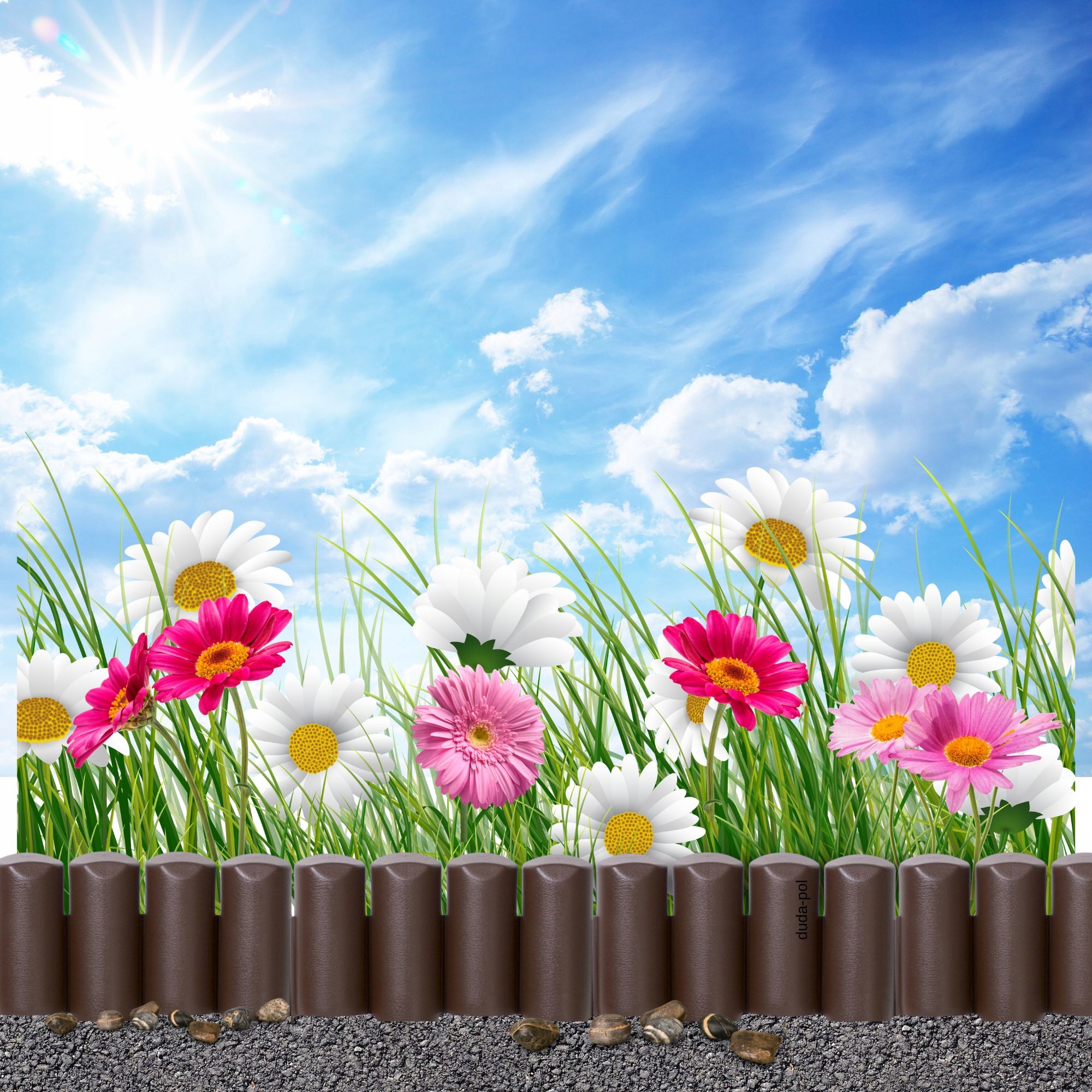 PALISADA Ogrodowa 100cm OBRZEŻE Ogrodowe PŁOTEK Plastikowy Ogrodowy UV BRĄZ Producent Duda-pol