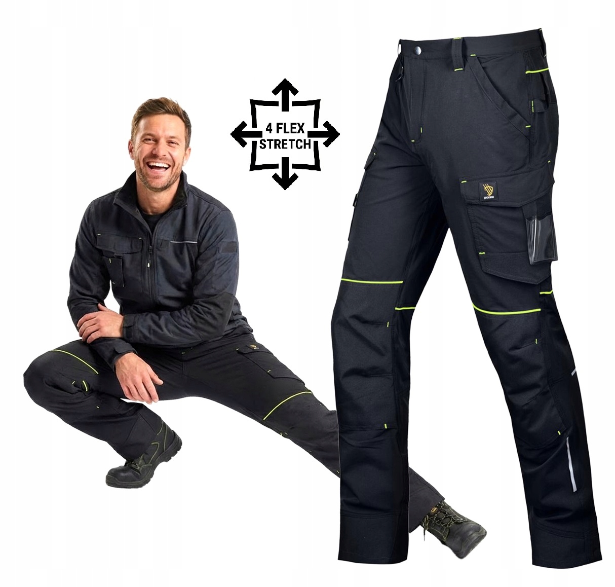 Spodnie Elastyczne Do Pasa Robocze męskie Na Nakolanniki 4-WAY Stretch Bhp