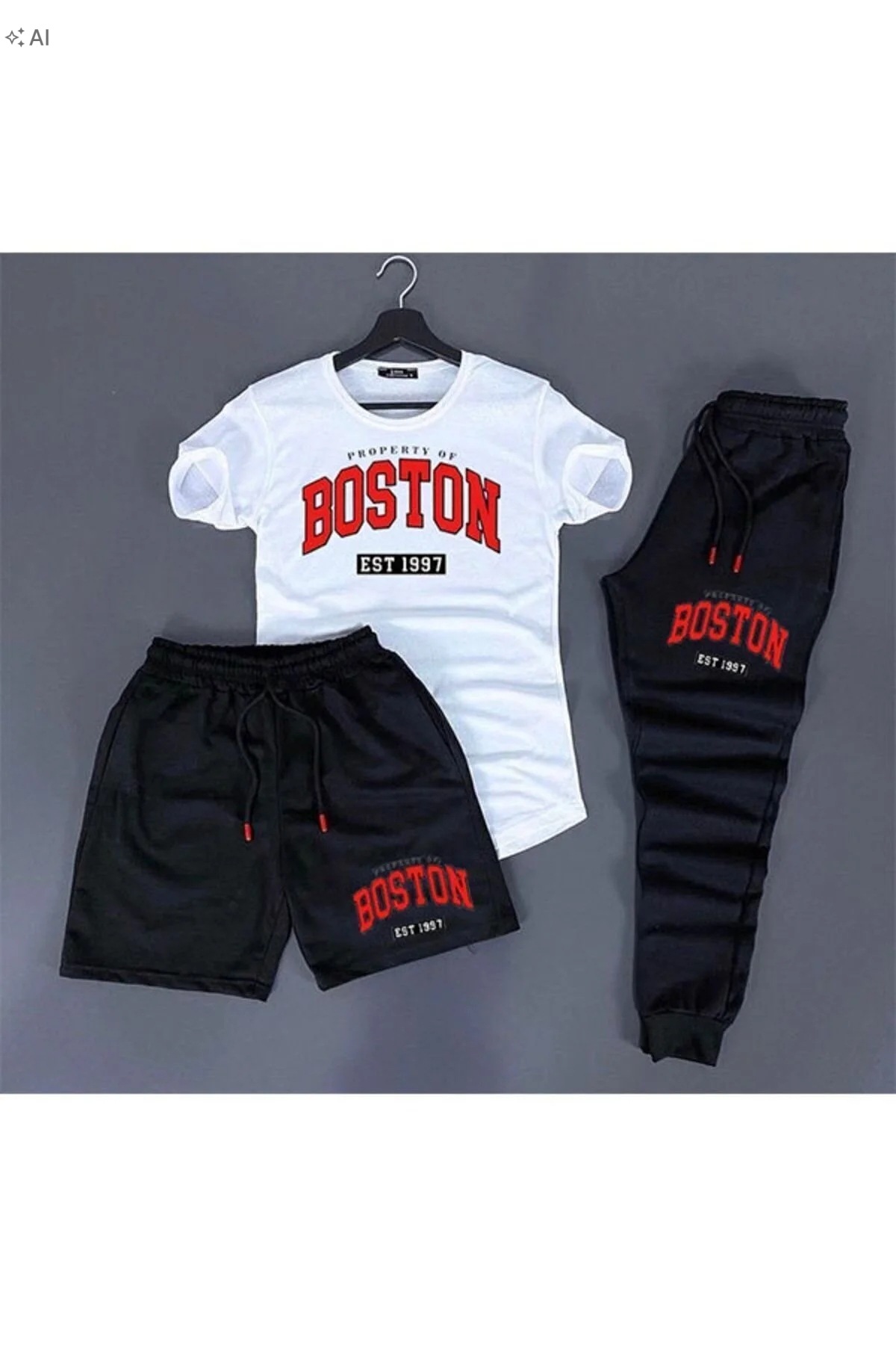 Pánský Sportovní Bostonský Komplet Z Bavlny Černo-bílý XXL 5IA