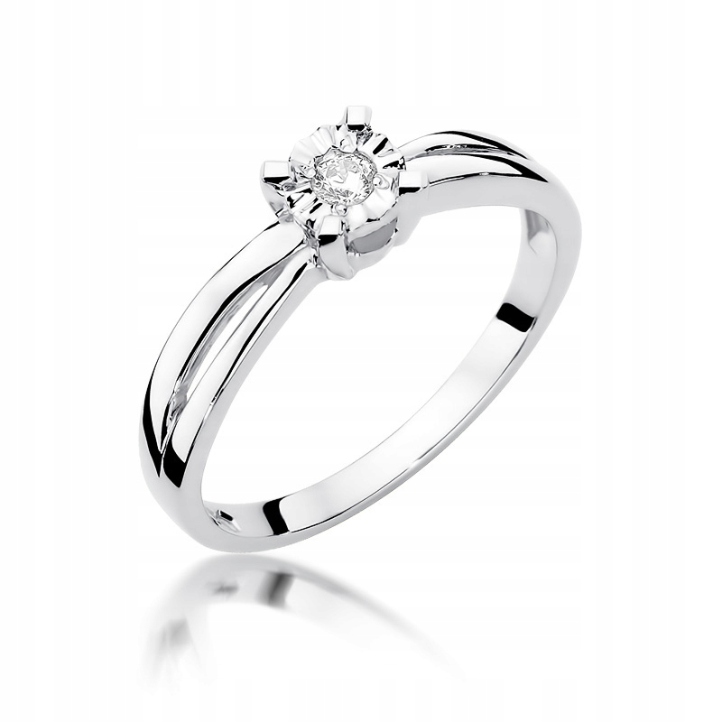

Diamentowany pierścionek brylant 0,08 ct Białe Zł.