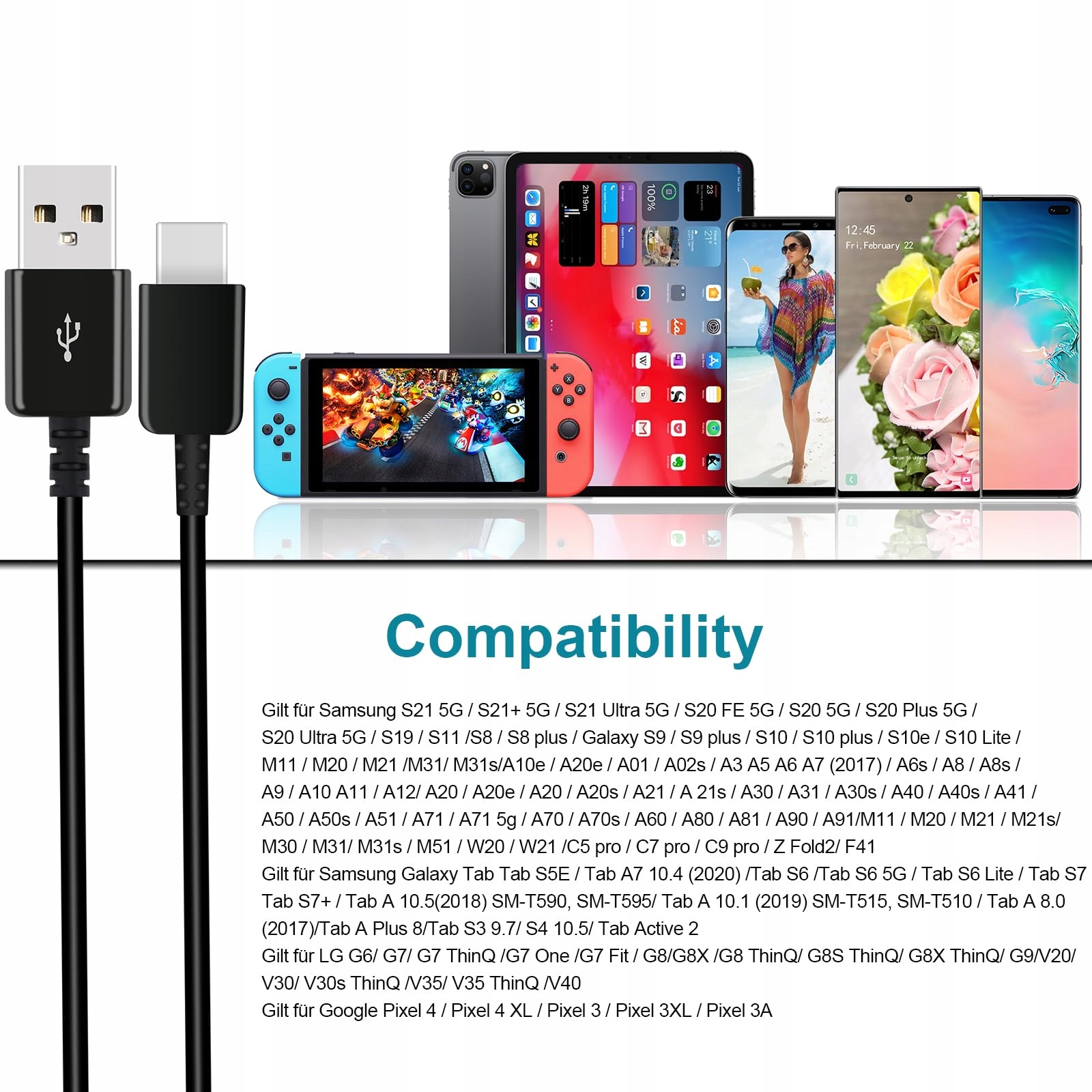 Sanronang Ładowarka USB Z Kablem USB C Do Galaxy A15 A14 A13 A33 A34 A35 — miniatura 7