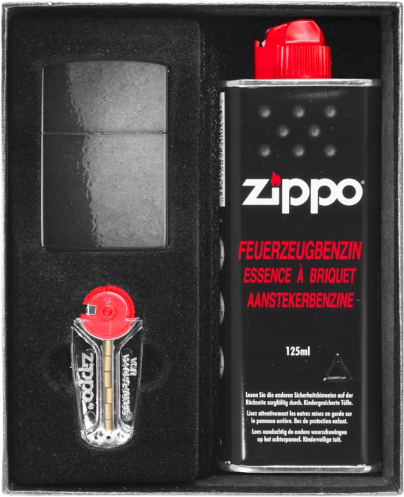 Sada Zippo Zapalovač Black Crackle Dárkový No1
