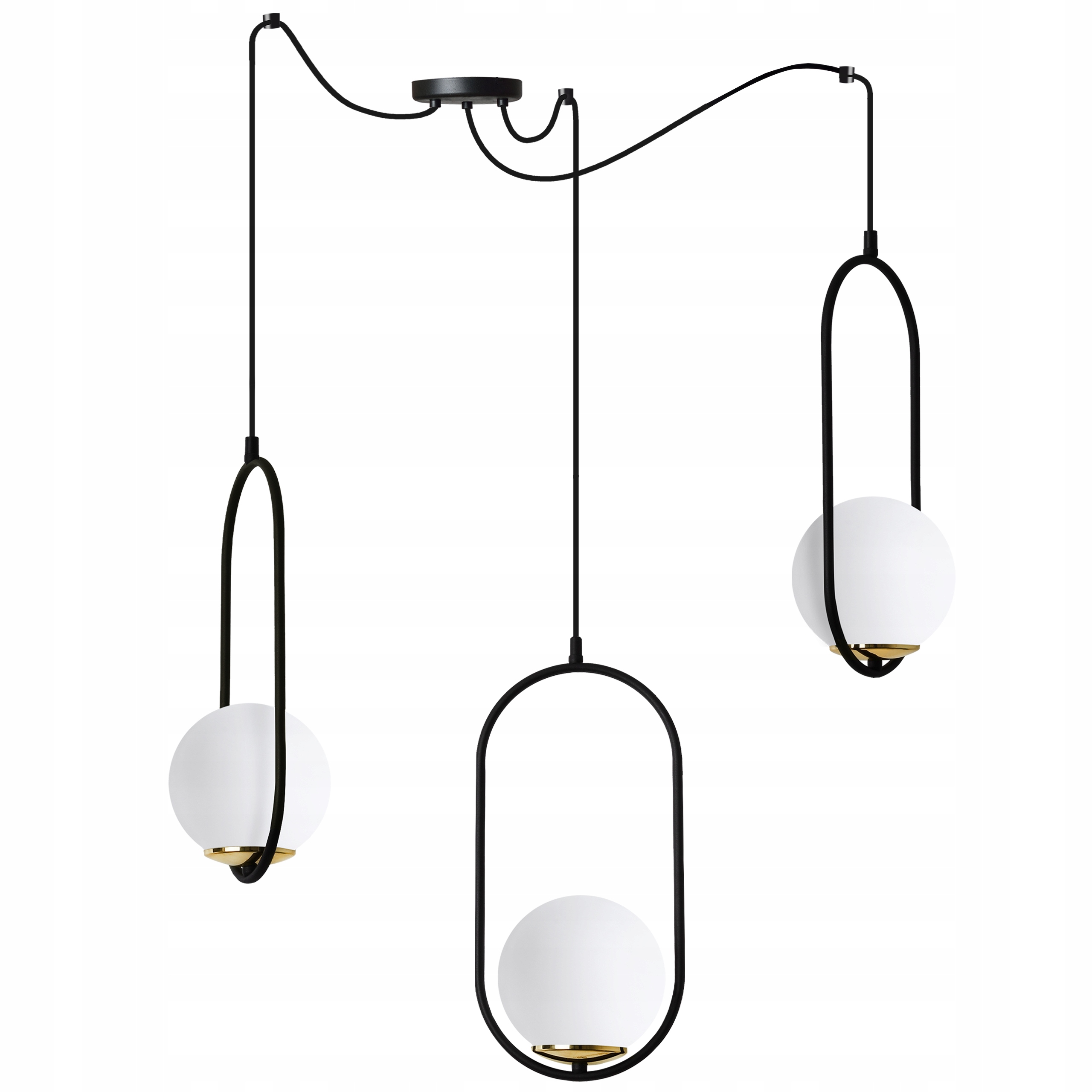 Závěsná Stropní Lampa Lustr Pavouk Černo-zlatá Bílé Koule Do Kuchyně E14