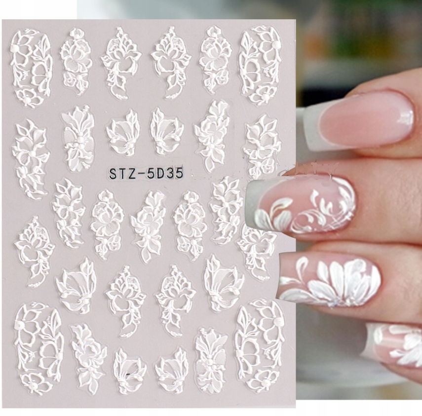 NAKLEJKI NA PAZNOKCIE SAMOPRZYLEPNE BIAŁE STZ-5D35