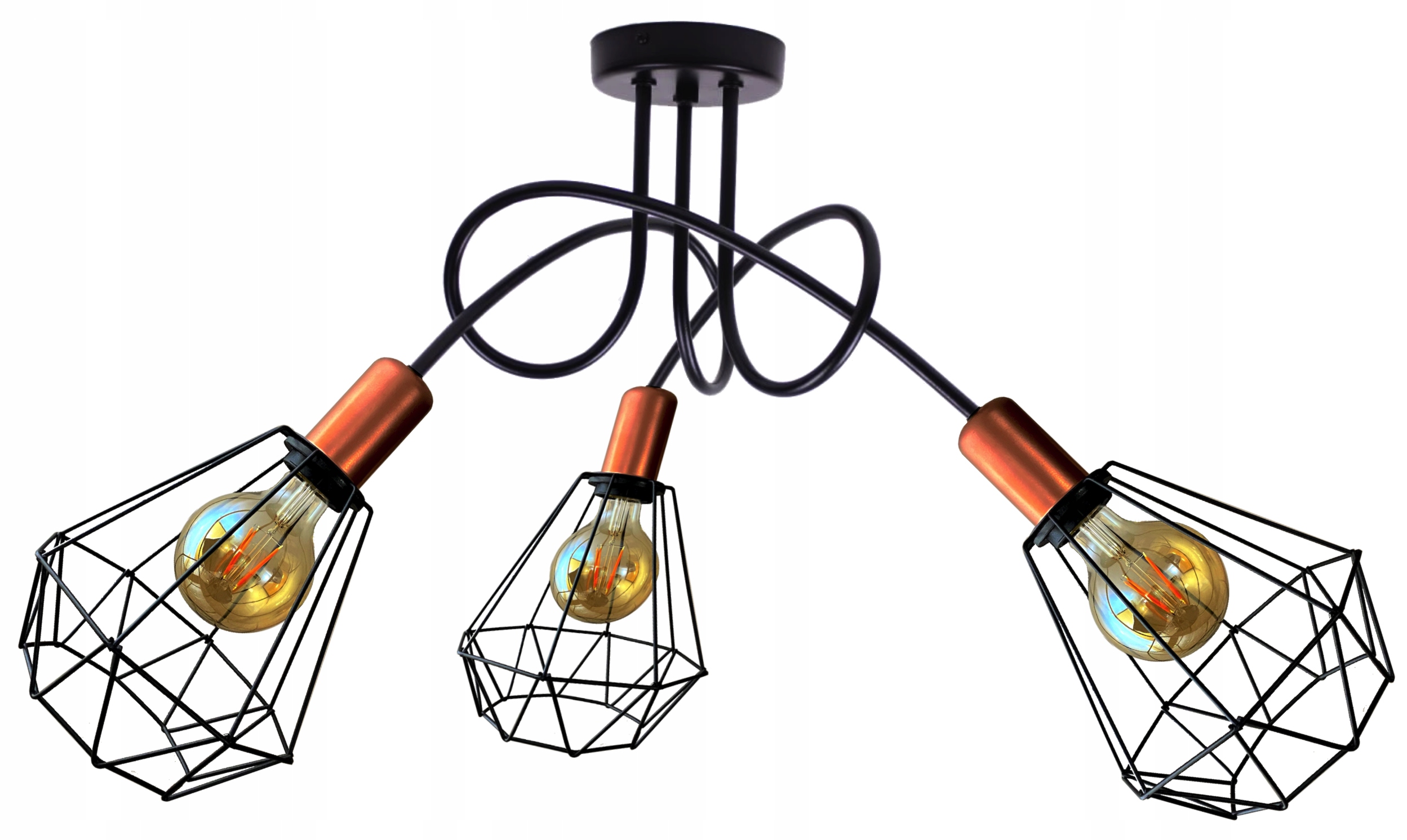 

Lampa Wisząca Żyrandol Plafon Edison Miedź Loft