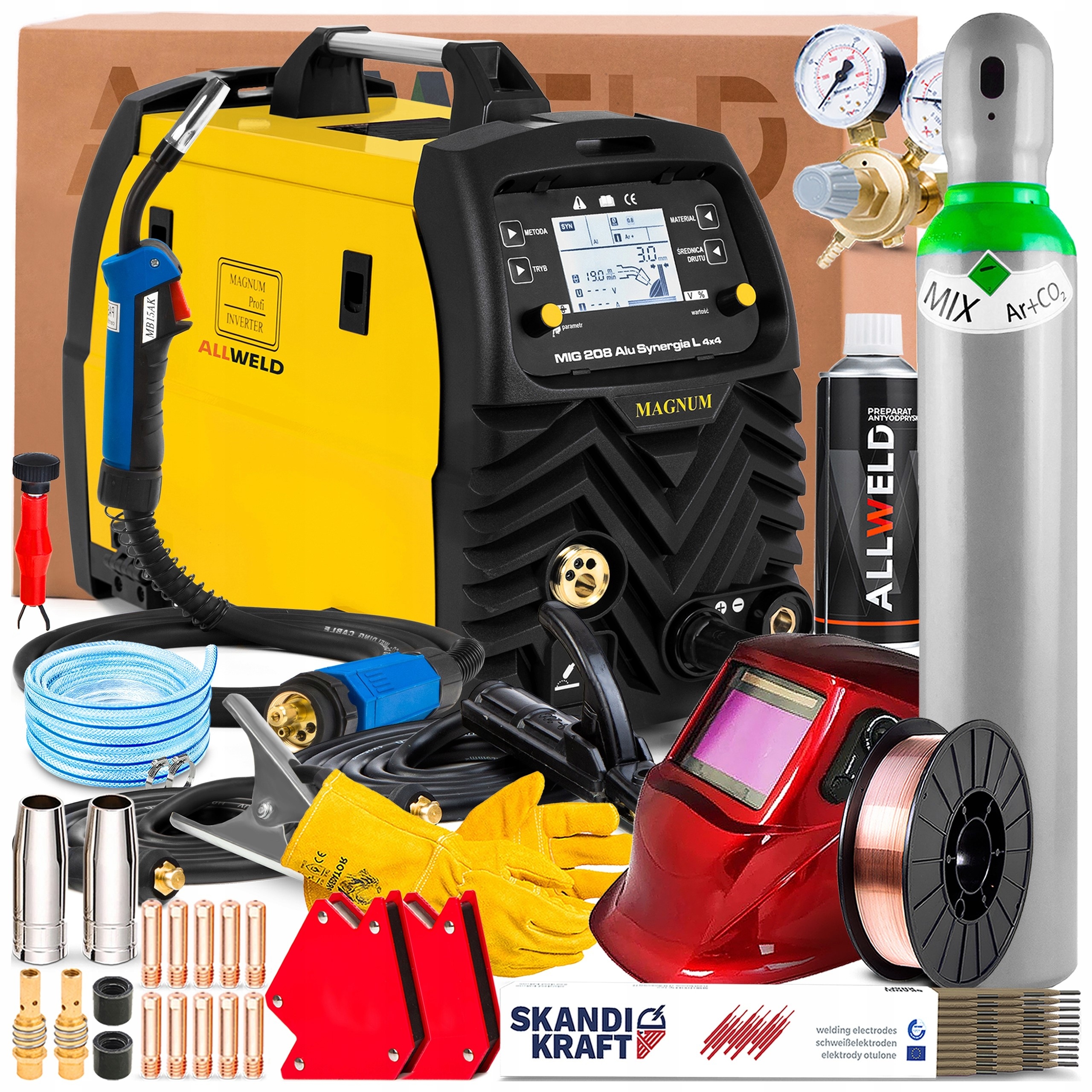 Spawarka Magnum Mig 208 Alu Synergia L 230V 200A Lutospawanie Tig 4-ROLKOWA