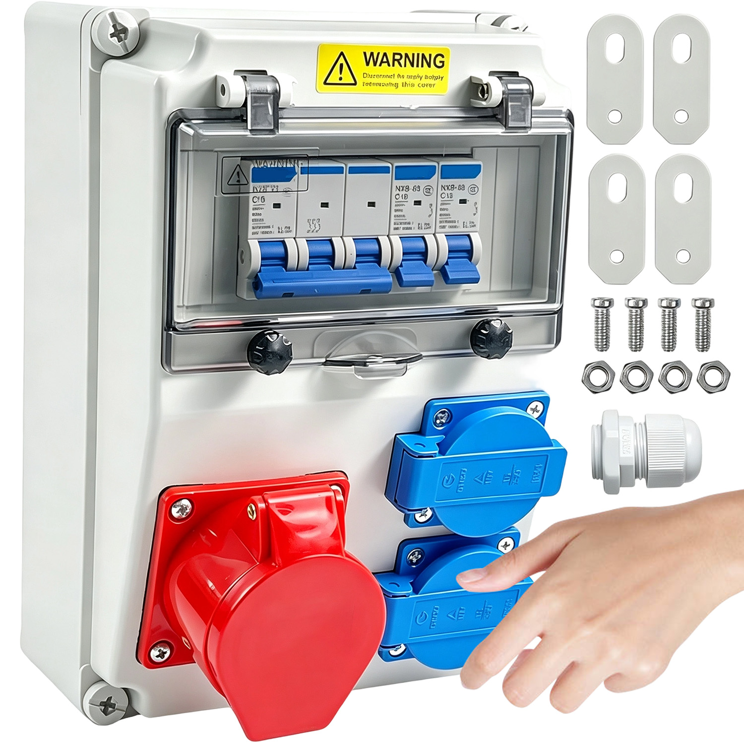 Rozvaděč Stavební Krabice Pouzdro 16A 3P 2x 220V 1x 400V IP67