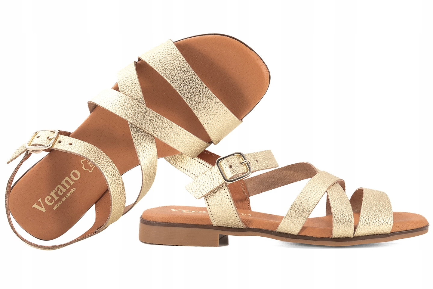 Verano 3061 Dámské Sandály Španělské Kůže zlaté Zlaté 41