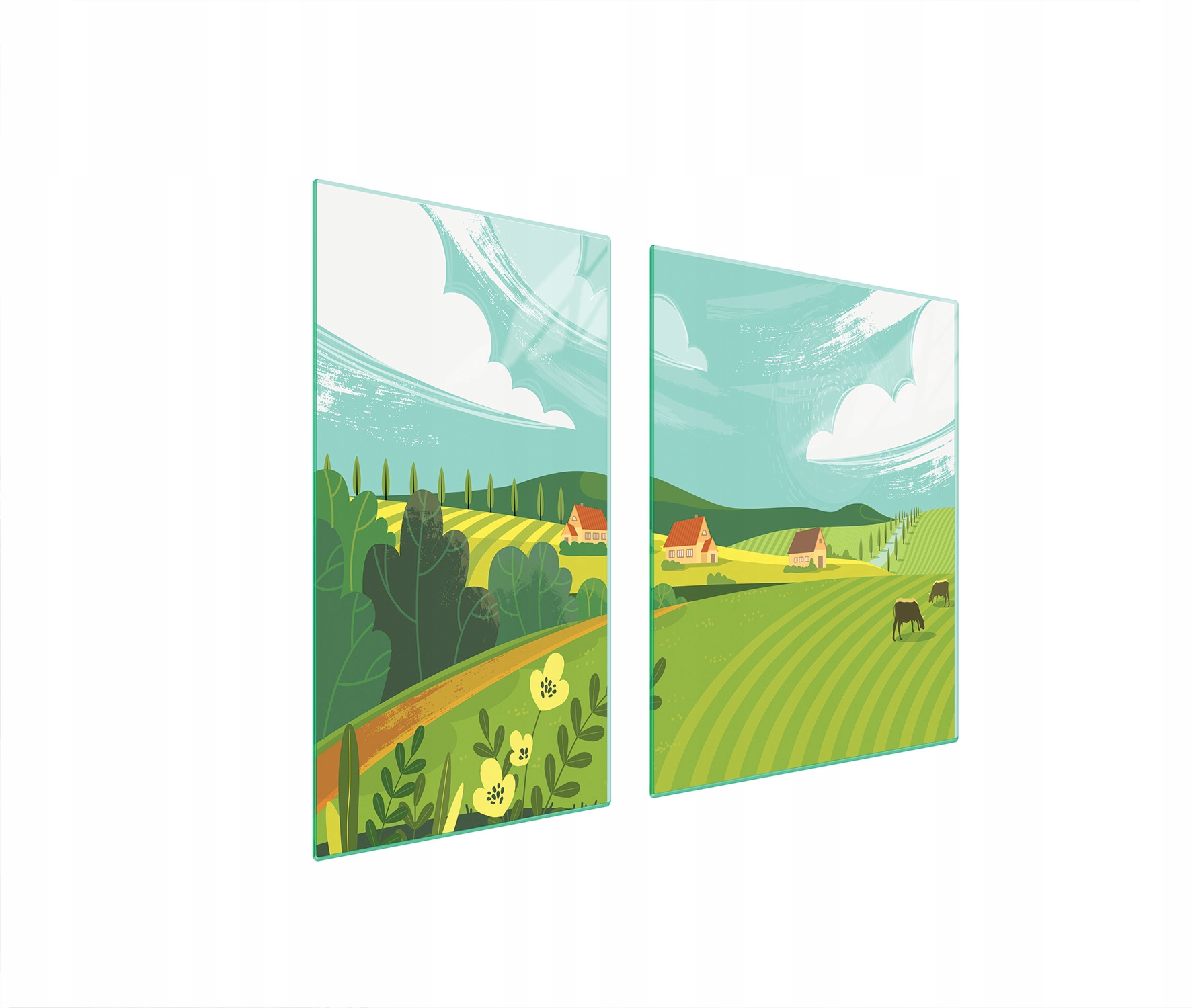 Skleněná Ochranná Deska Na Sporák 90x52 Vesnice Tvrzené Sklo