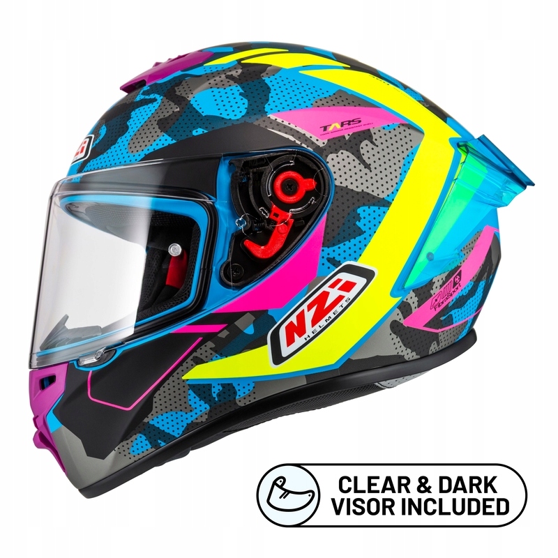 Motocyklová Prilba Nzi Trendy Stream Camu Blue Neon Pink Blue S Matt (L)