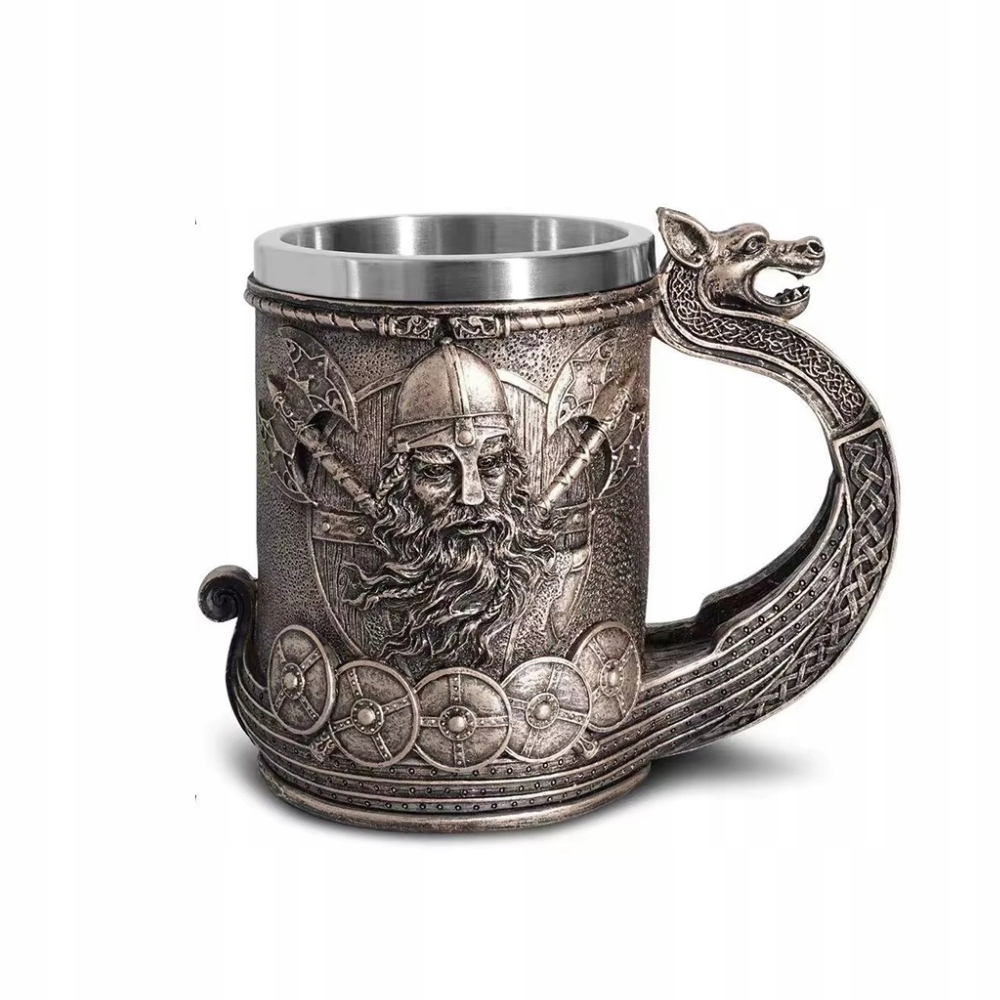 Epický Pivní Sklenice Hrnek Vikingská Výprava Nerezová Ocel 550 ML Larp Rpg