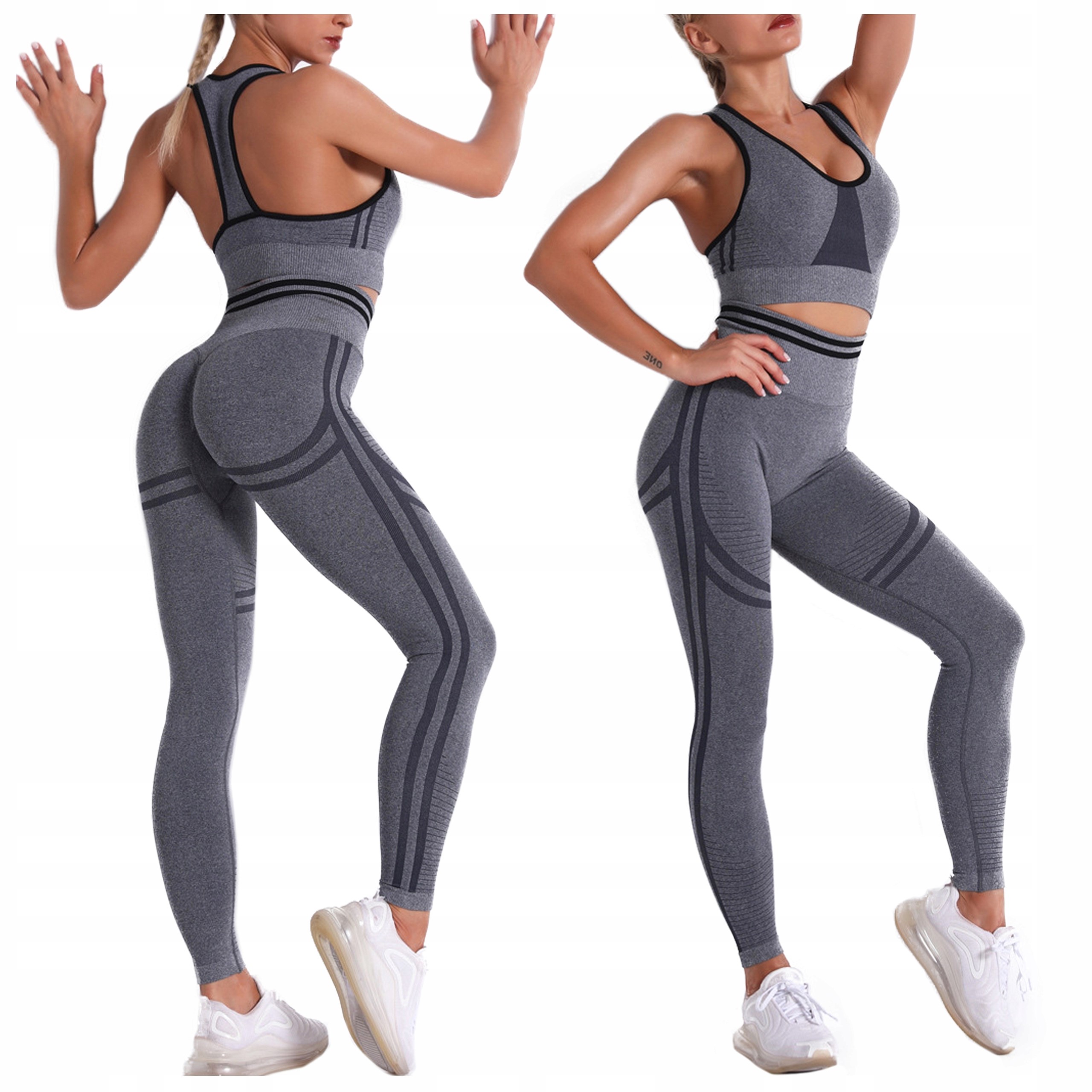 Komplet Sportowy top legginsy bezszwowe fitness S