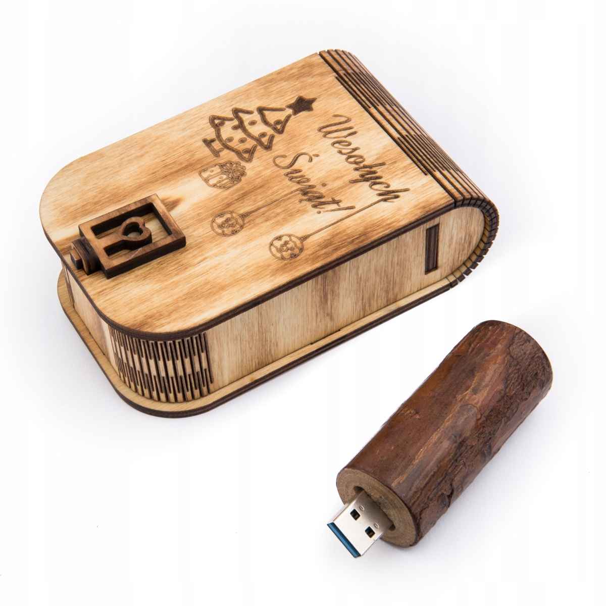 

Pendrive Drewniany 128gb usb 3.0 na Święta, grawer