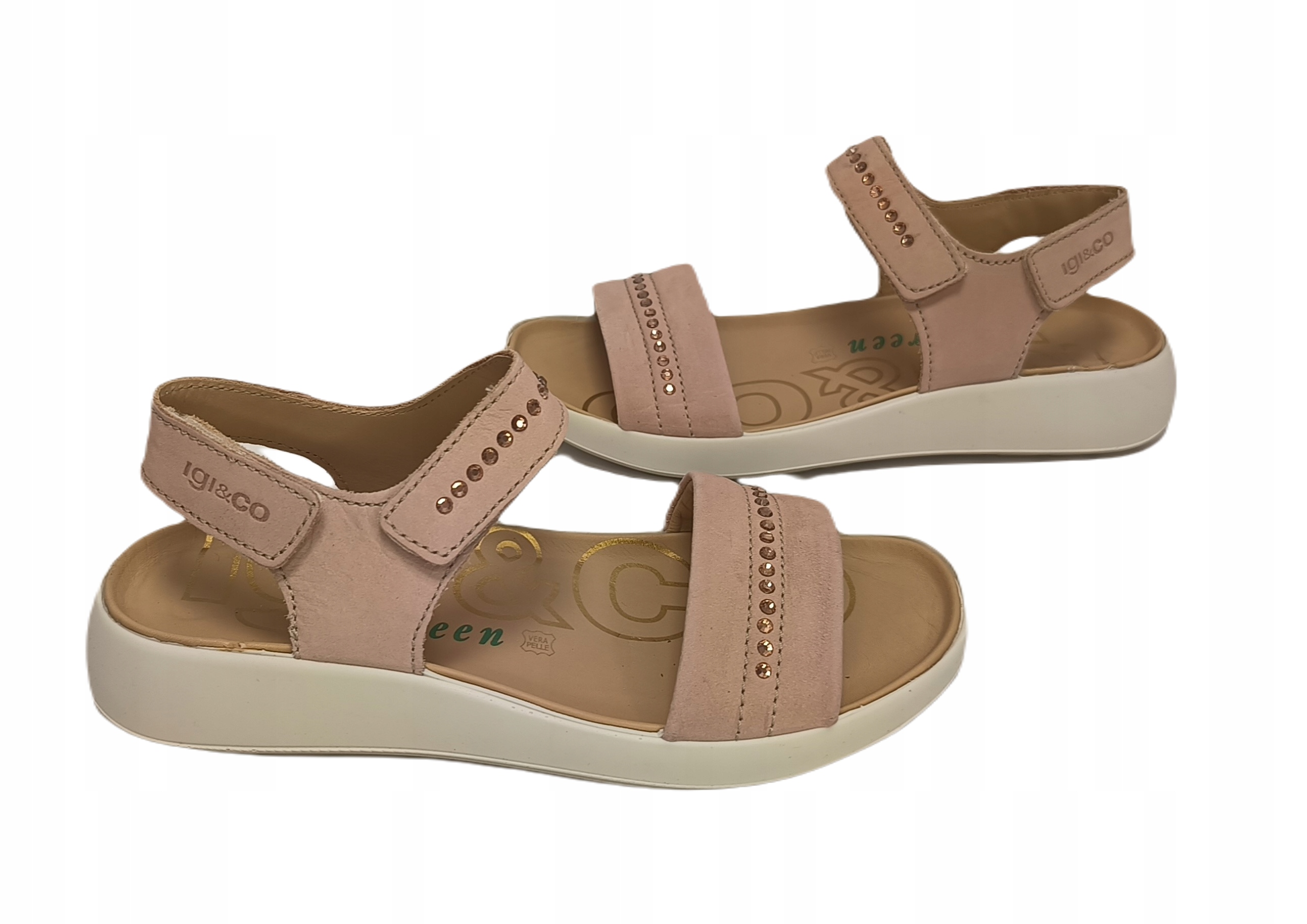 sandály semišová kůže zirkony Igi&co 5679622 růžová r41