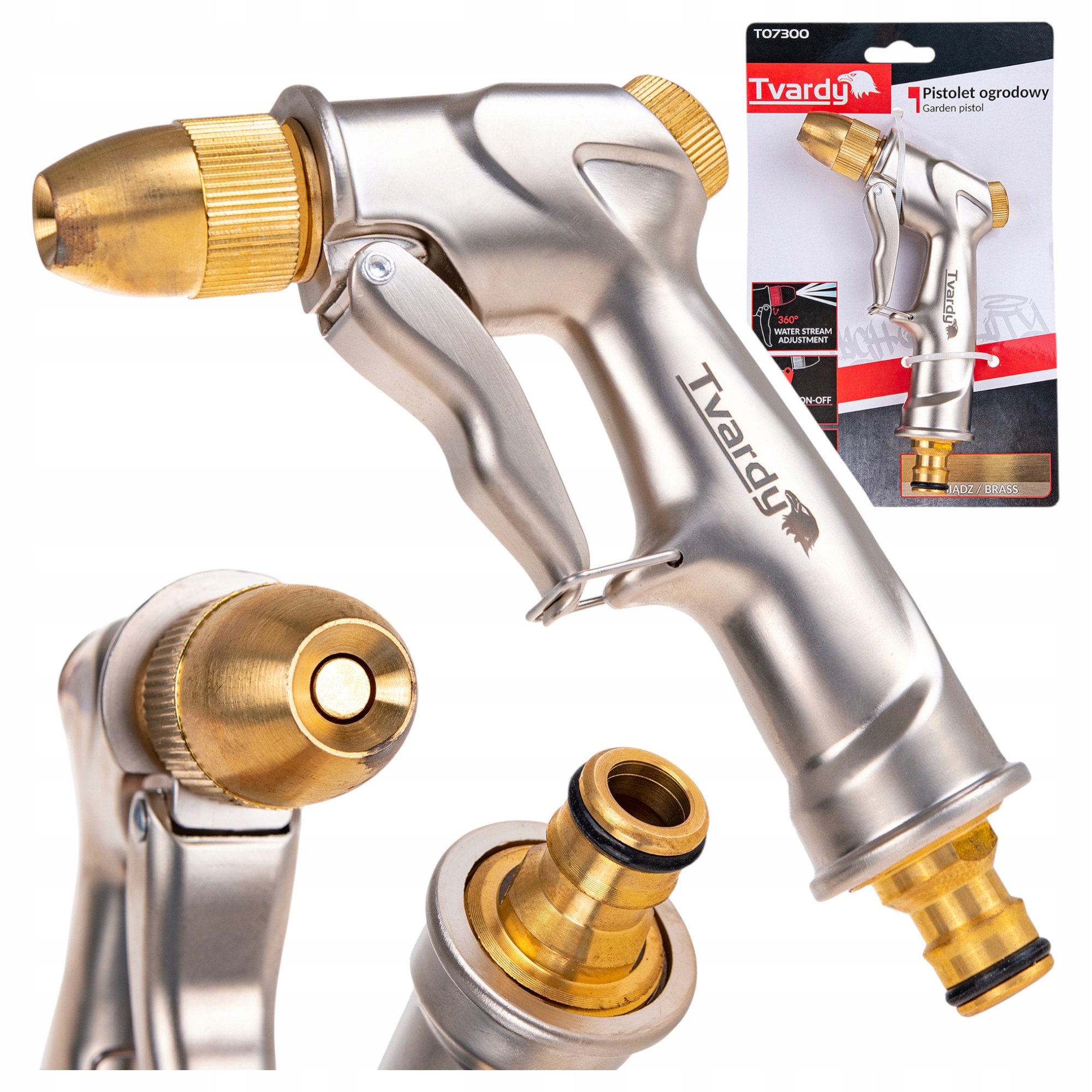 САДОВИЙ ВОДЯНИЙ ПІСТОЛЕТ ДЛЯ МИТТЯ, САДОВИЙ СПРИНКЛЕР, 4 РЕЖИМИ, РЕГУЛЬОВАНИЙ, ЛАТУНЬ