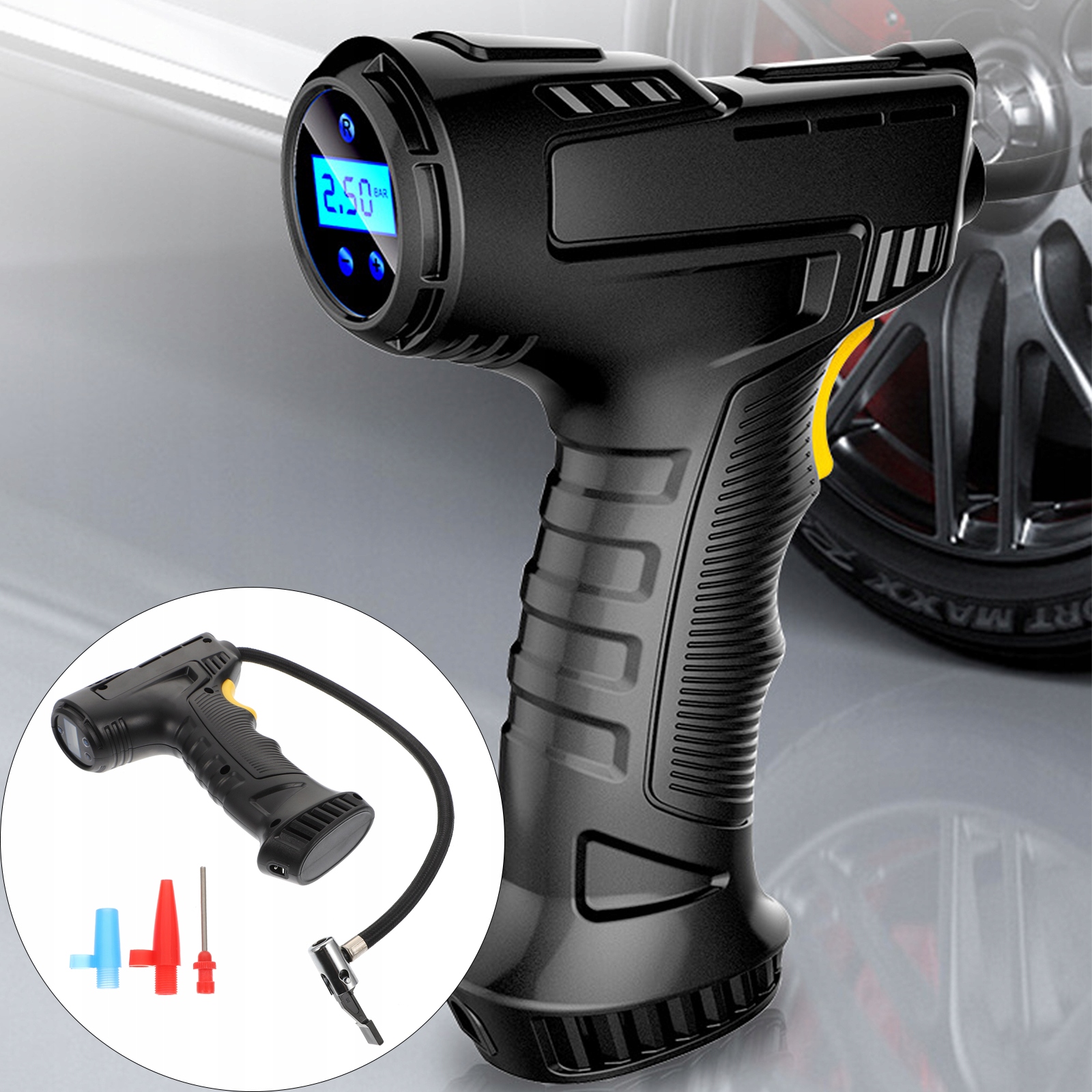 1 ZESTAW PRAKTYCZNEGO PRZENOŚNEGO INFLATORA DO OPON POJAZDU Kod producenta 4712298942145661560