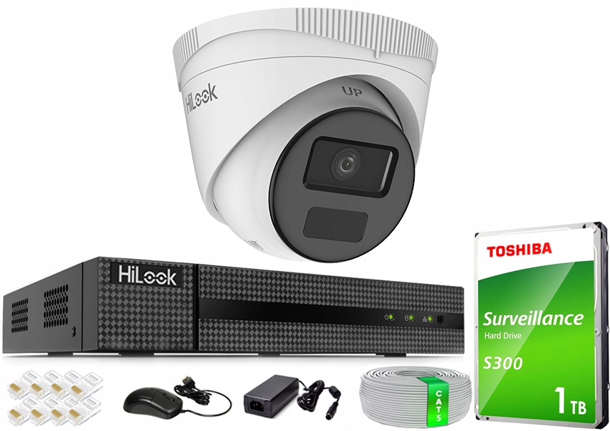 Zestaw Monitoringu Ip Kamery 4Mpx Na Skrętkę Nagrywarka Dysk 1TB Aplikacja