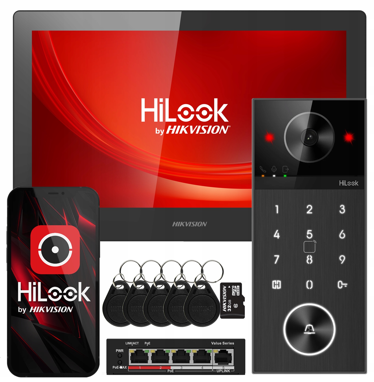 Videovrátnik Hikvison Hilook Wifi Klávesnica Čítačka Poe Aplikácia Kľúčenky