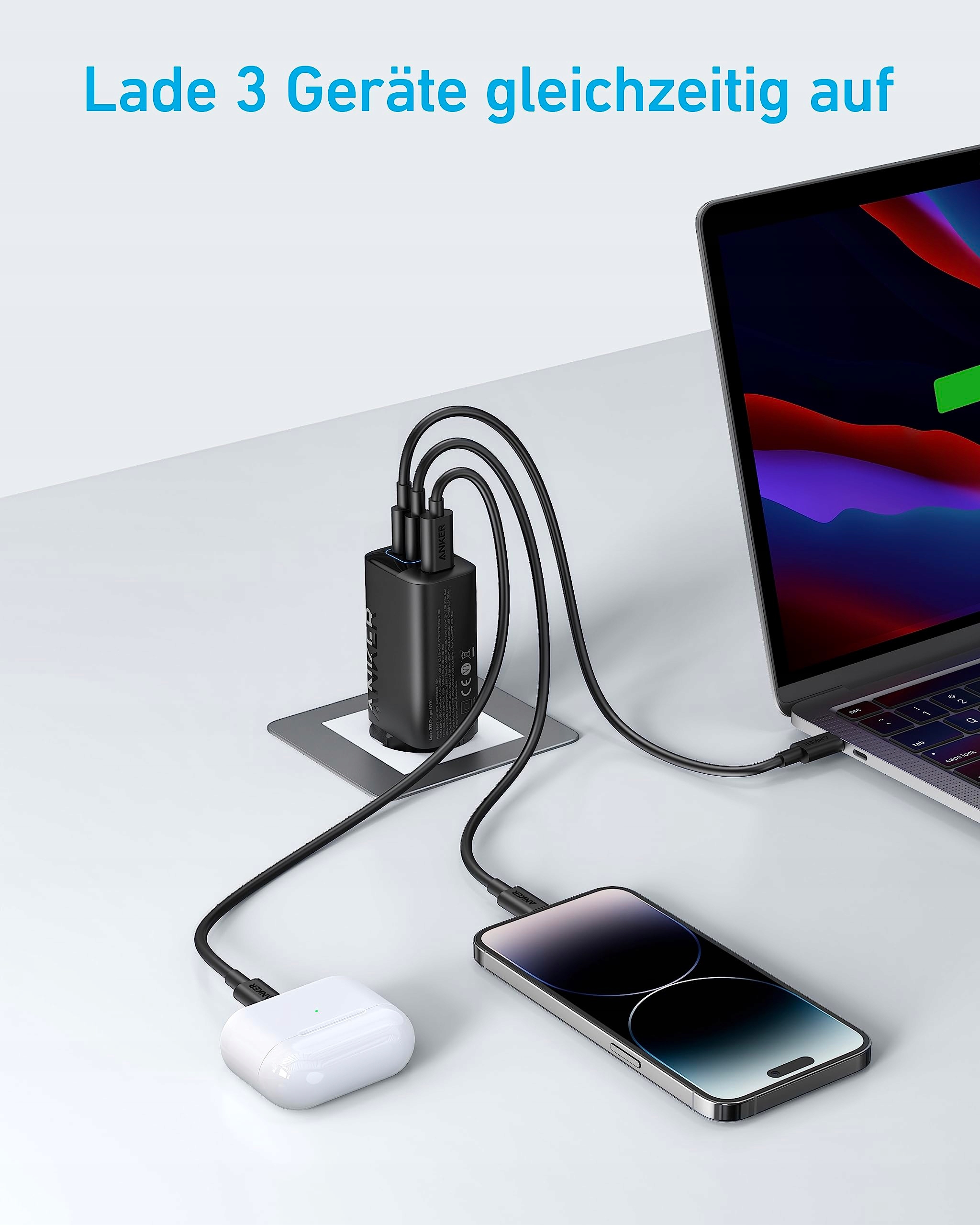ANKER Ładowarka USB C 67W 3-Port Szybkie Ładowanie — miniatura 3