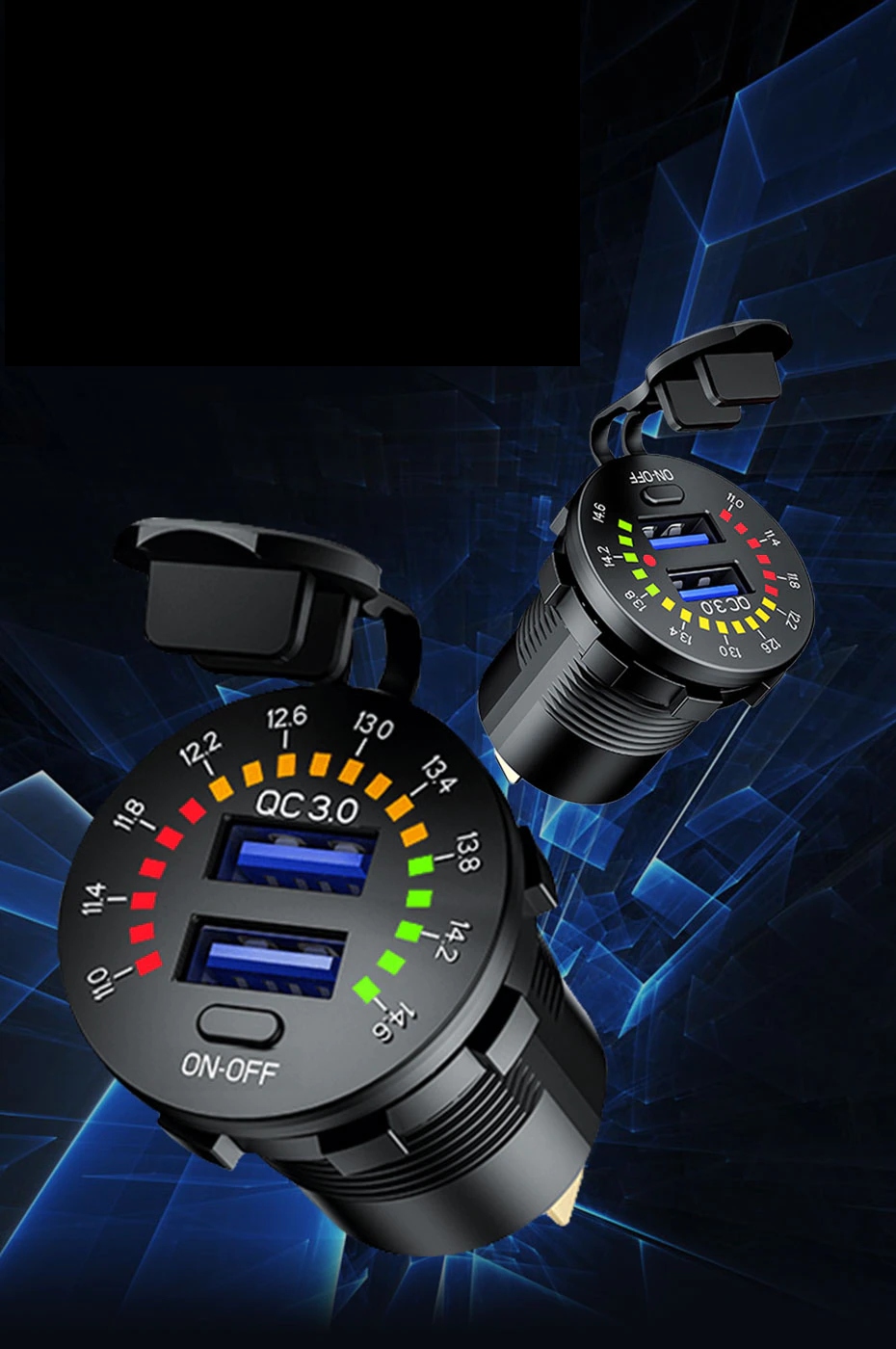 ŁADOWARKA MOTOCYKL 2x USB QC3.0 WOLTOMIERZ 3A EAN (GTIN) 0023989211