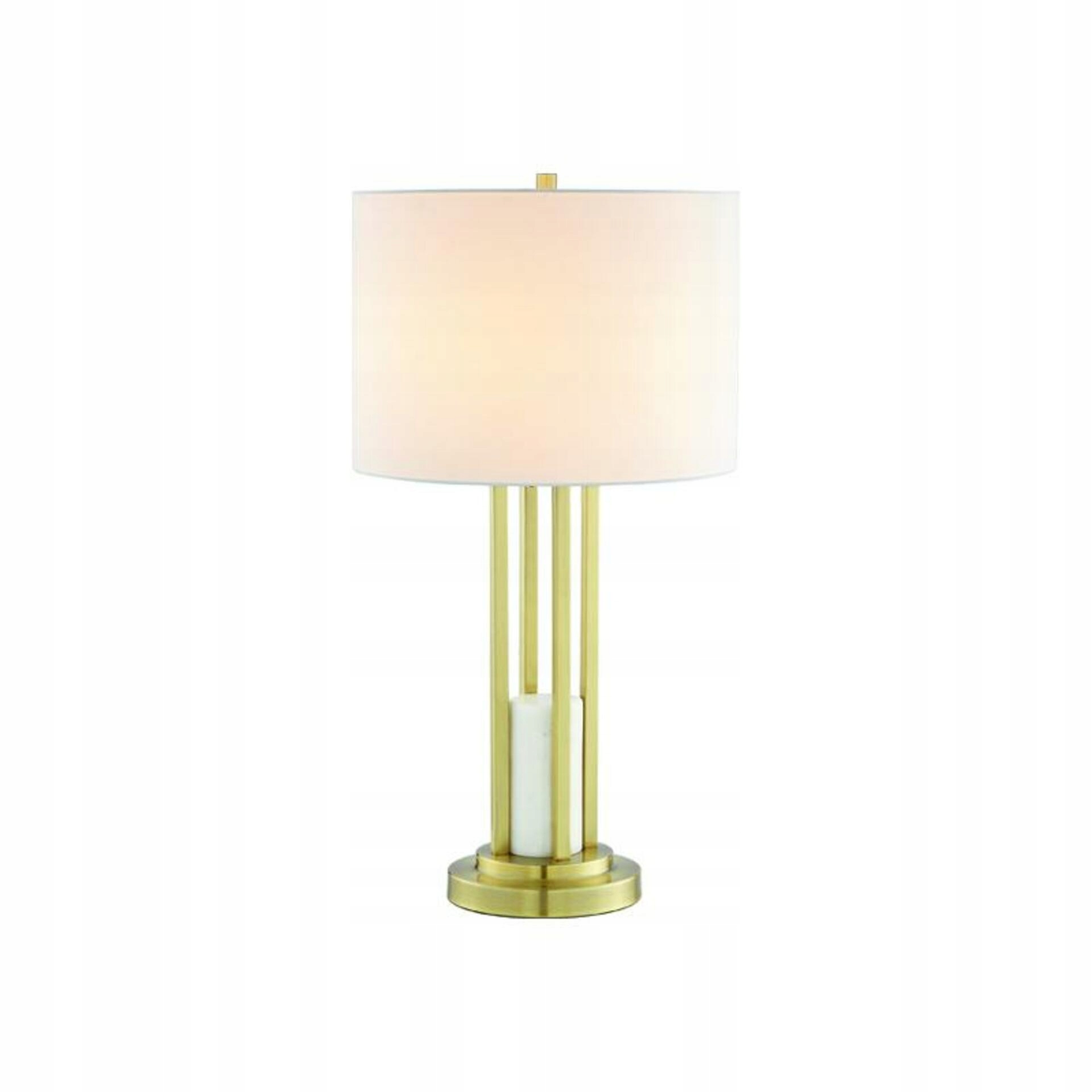 Aca Lighting stolná lampa 1XE27 Belize zlatá biela mramor IP20 D35,6XH66CM