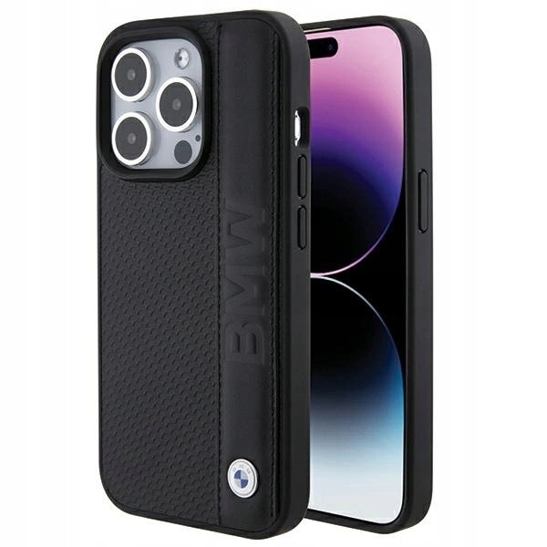 Etui Bmw Leather Textured & Stripe na iPhone 15 Pro Max czarne