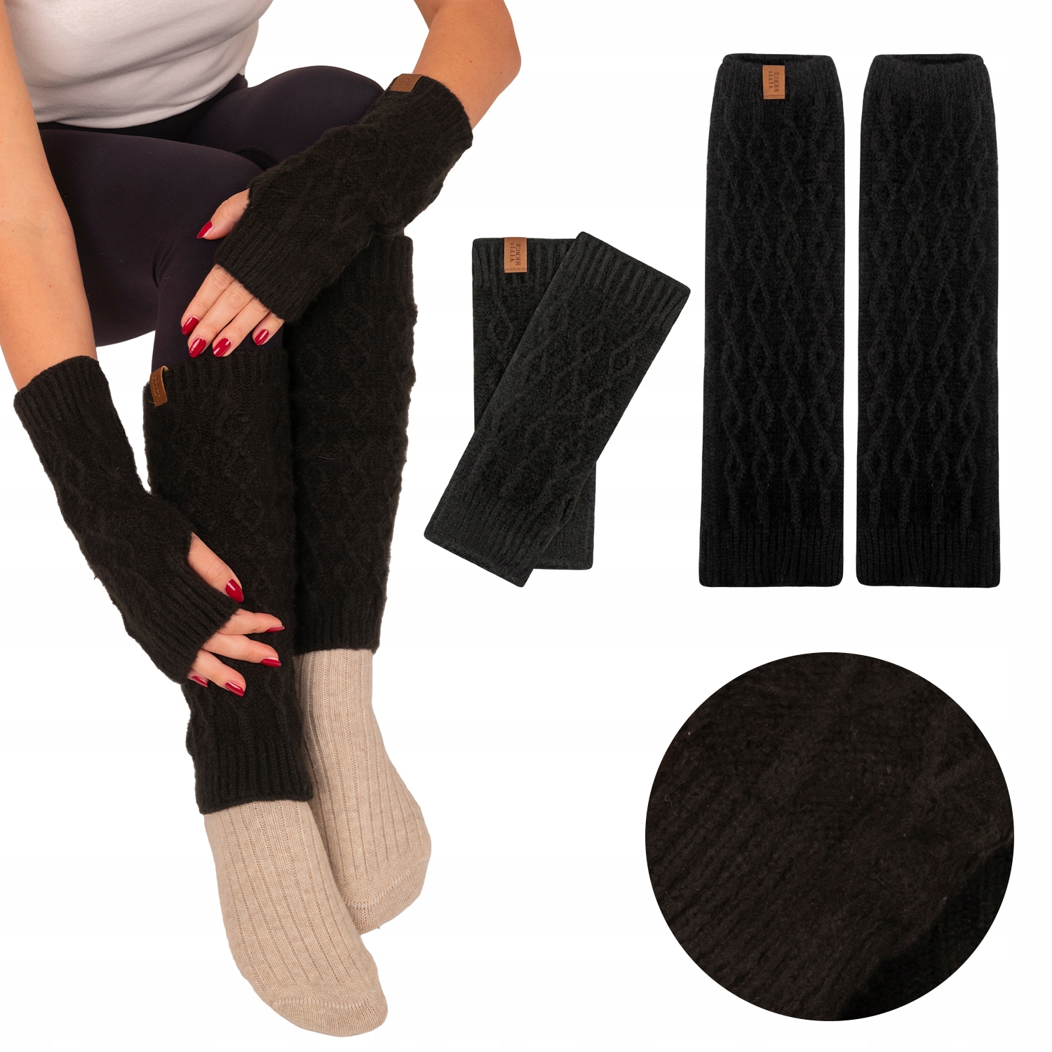 Vivisence 7300 kmpl černé dámské zimní návleky na nohy a ruce Komplet