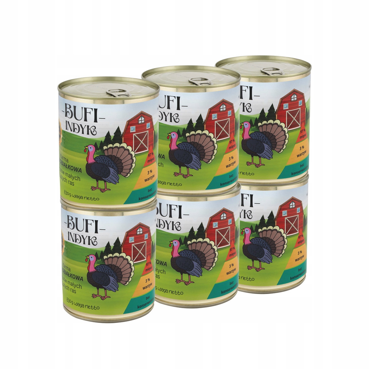 Bufi krmivo pro psa krůta 830 g monoproteinová konzerva 97% masa