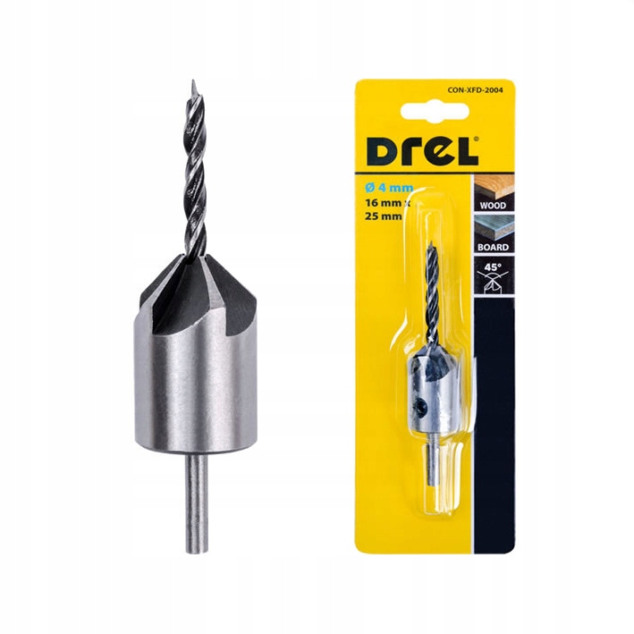 WIERTŁO DO DREWNA Z FAZOWNIKIEM NAWIERTAK 4mm