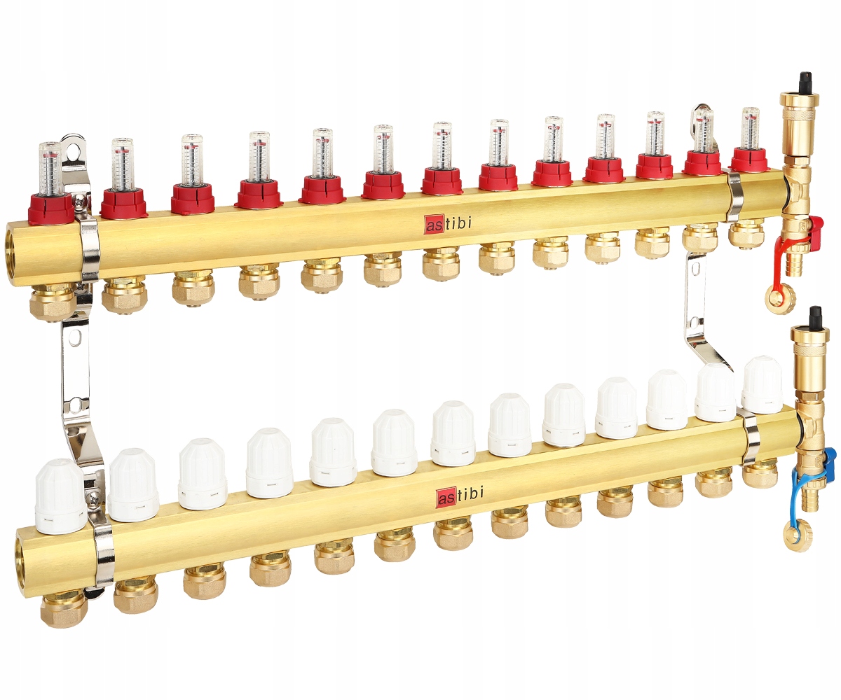 Rozdělovač 13 Okruhů Podlahového Vytápění Pro Podlahové Vytápění S Adaptéry Pex