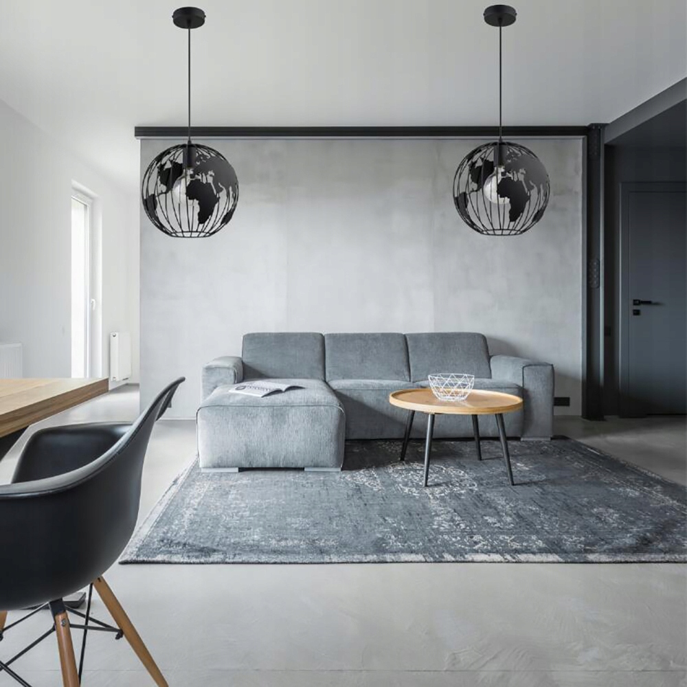 czarna Lampa Wisząca Żyrandol salon Kula Loft E27 Kolekcja other