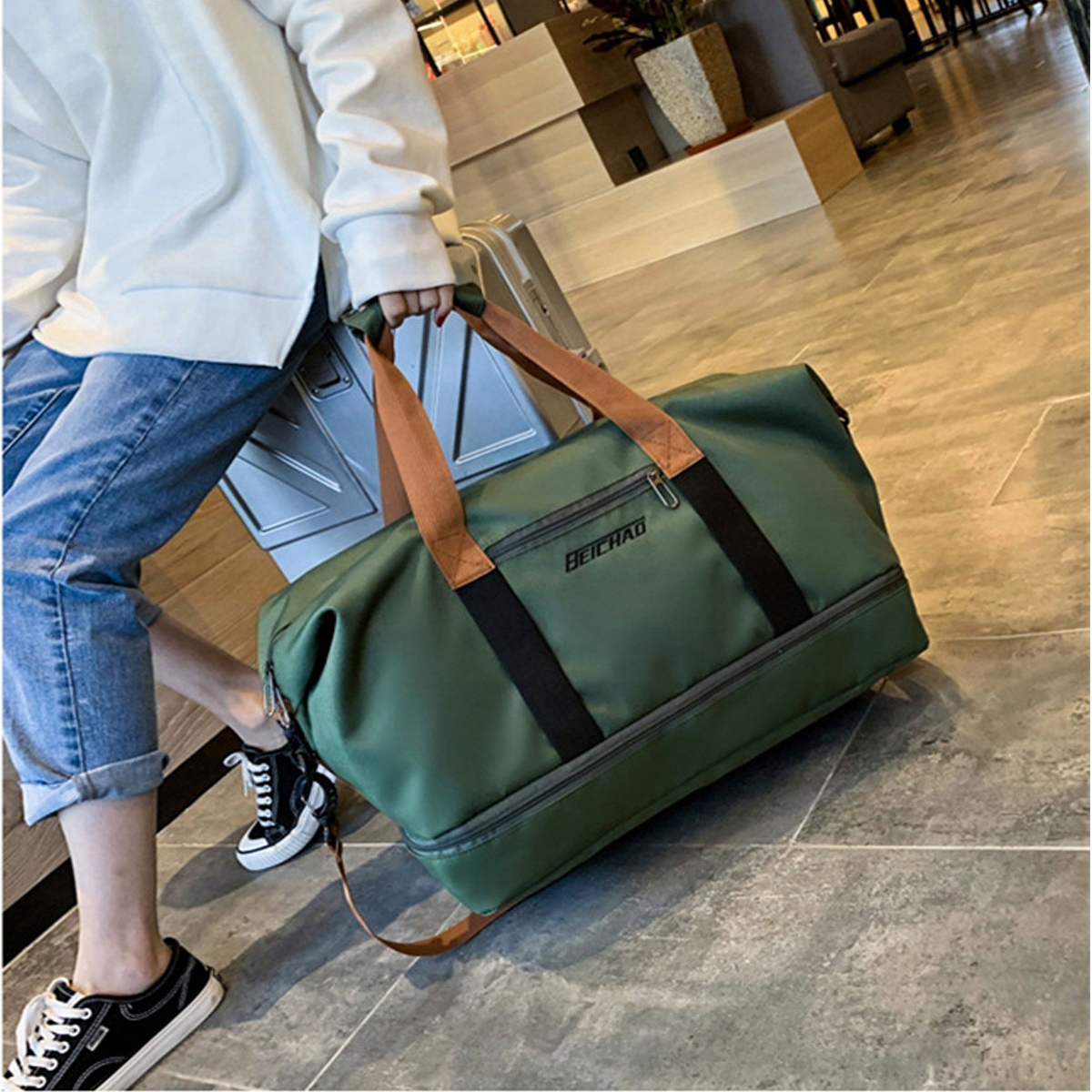 DAMSKA MĘSKA TORBA PODRÓŻNA DO JOGI SPORTOWEJ NA SIŁOWNIĘ WIĘKSZA POJEMNA TORBA NA RAMIĘ TOREBKA Model SHOULDER BAG HANDBAG