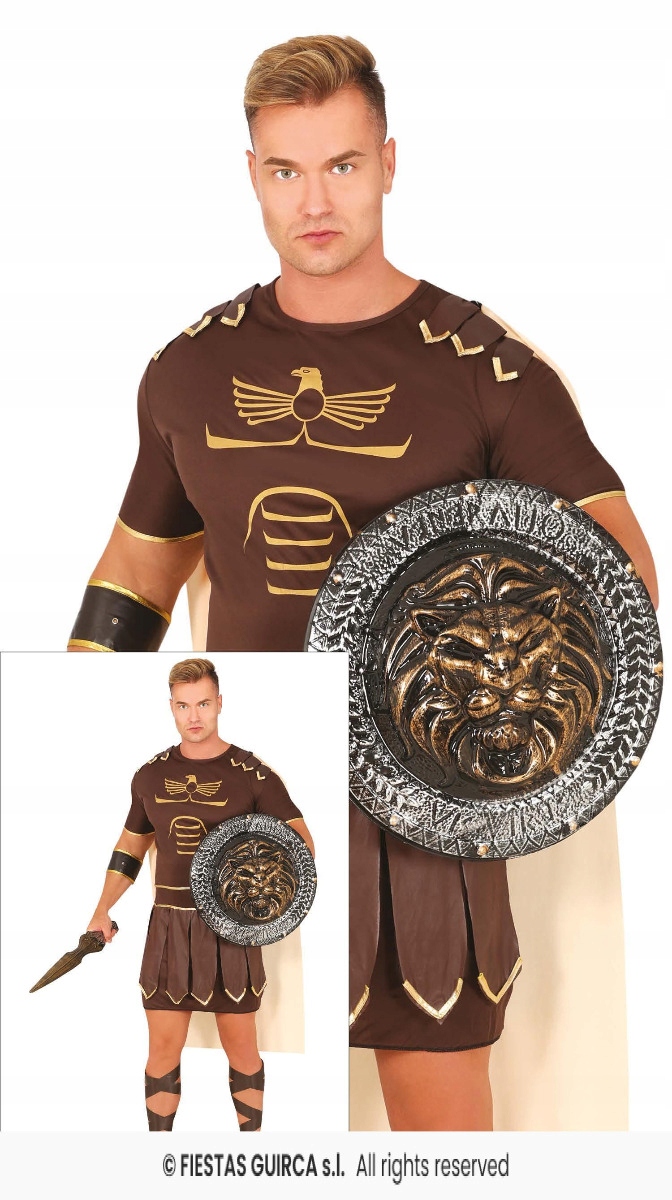 Kostým Gladiátor Hnědý Převlek Říman Kostým bojovník L