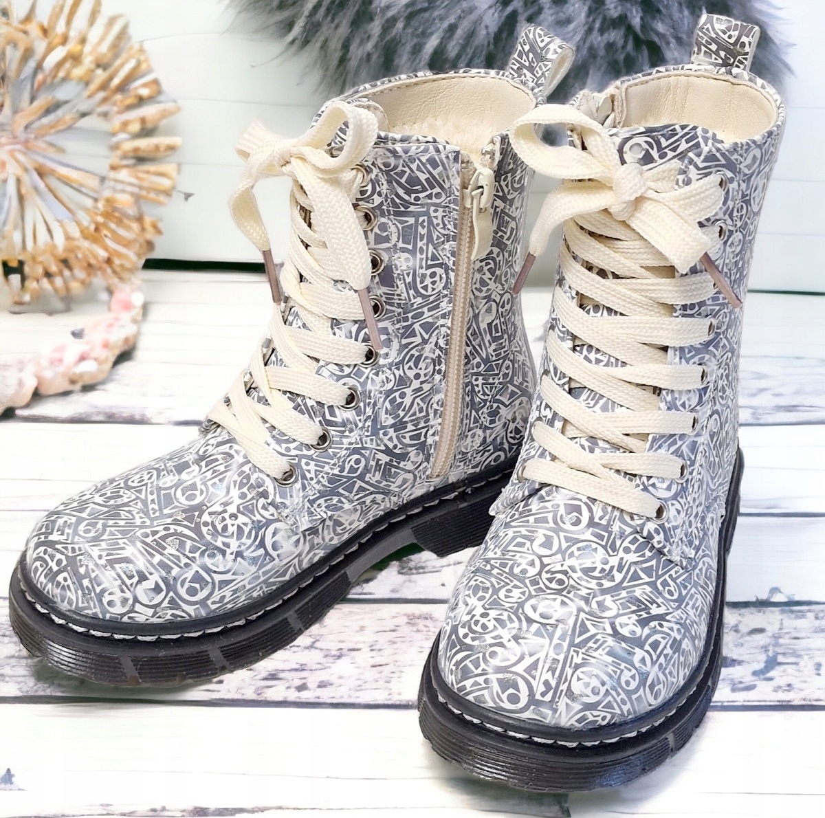 Śniegowce Futerko Szare Botki Dziewczęce Ocieplane Kozaczki Zamek *32* Marka Inna marka