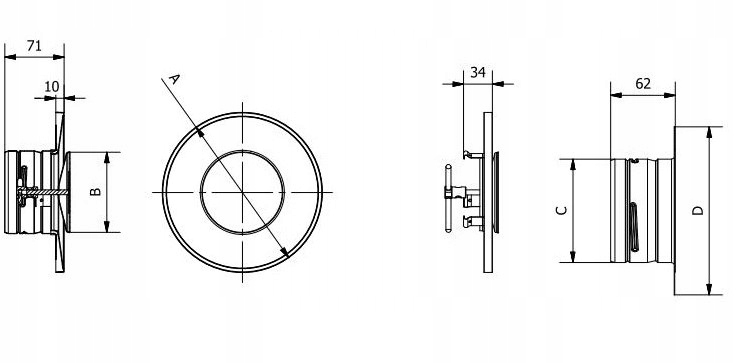 Anemostat nawiewno-wywiewny Darco ASV100-ML czarny Materiał metal