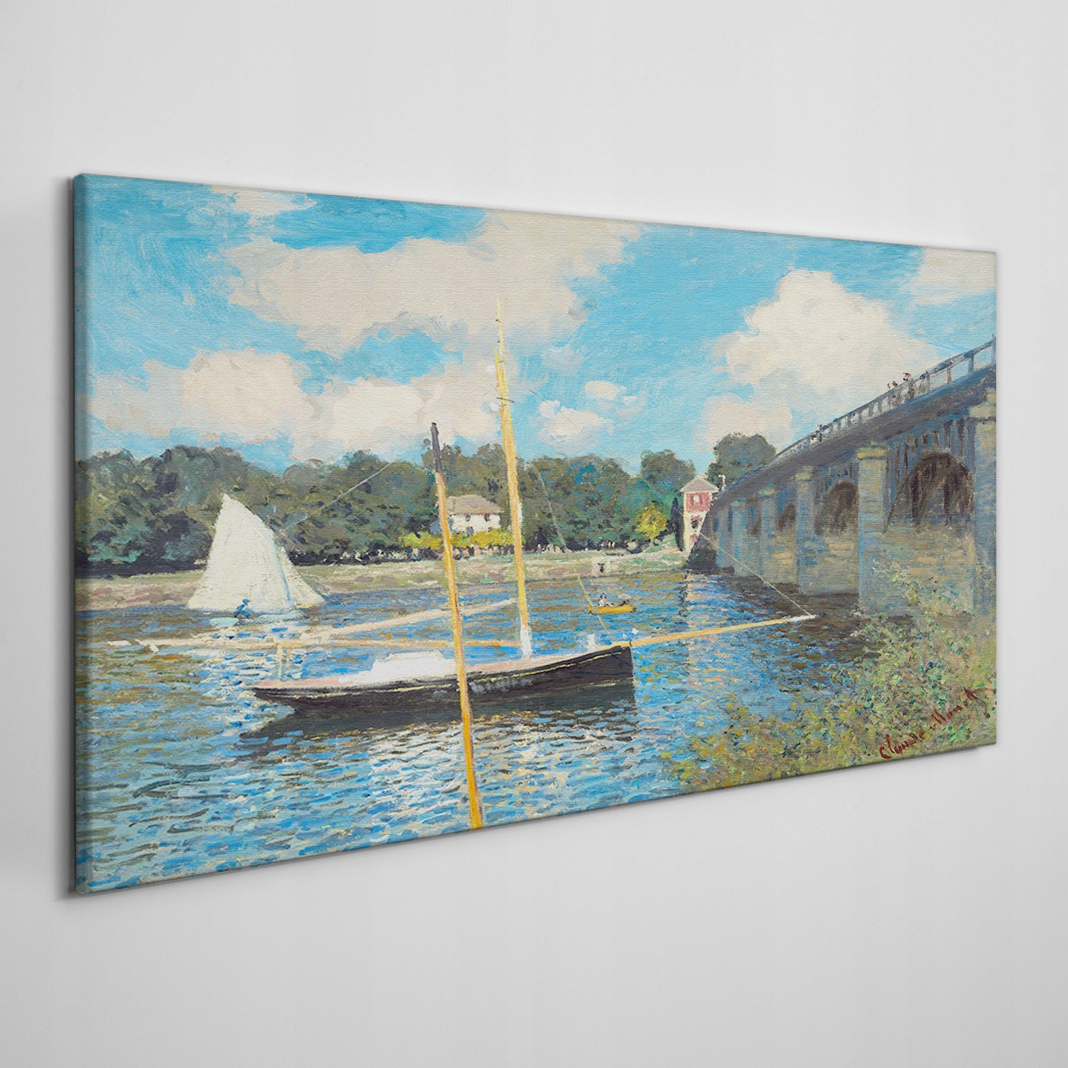 

Obraz na płótnie Most rzeka łodzie Monet 120x60 cm