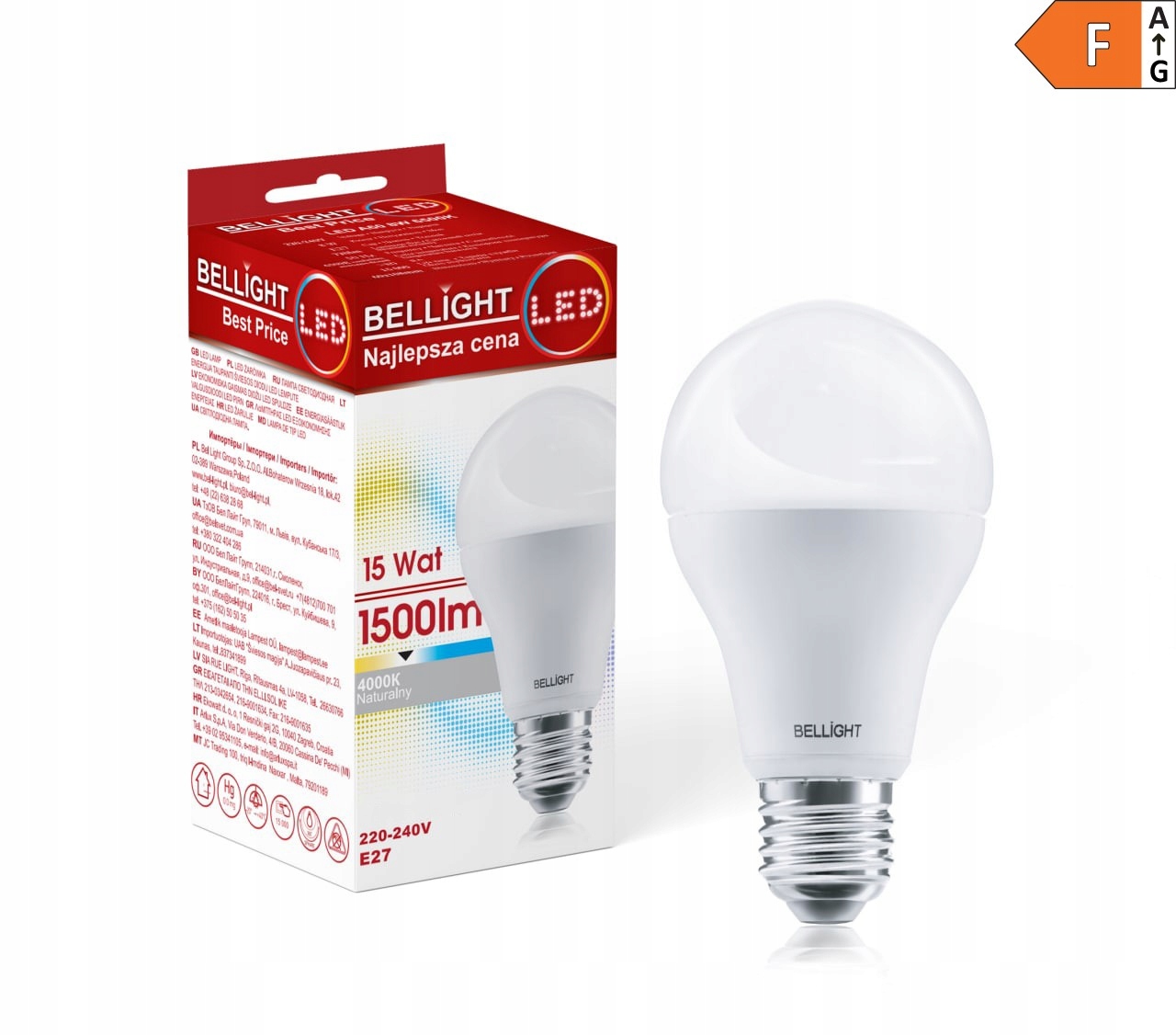

Żarówka Led A60 15W 4000K E27 Bellight 1500lm Neut