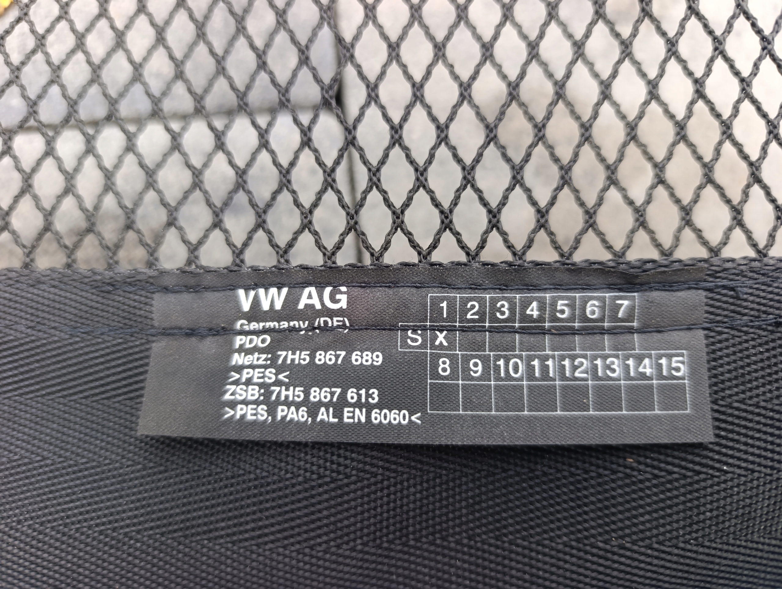 net passenger compartment for podsufitke VW T5 Multivan 7H5863557 7H5867689