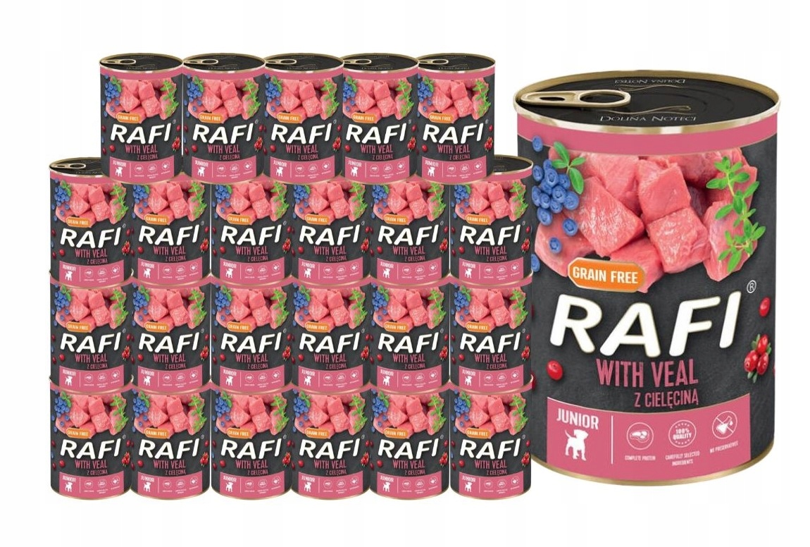 Levně Rafi vlhké krmivo Junior s telecím masem 24x400g Dolina Noteci