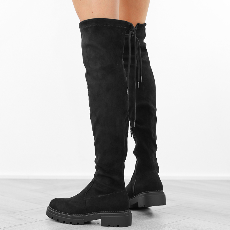 Czarne kozaki za kolano płaskie zamszowe 1373 r.37 Rozmiar 37