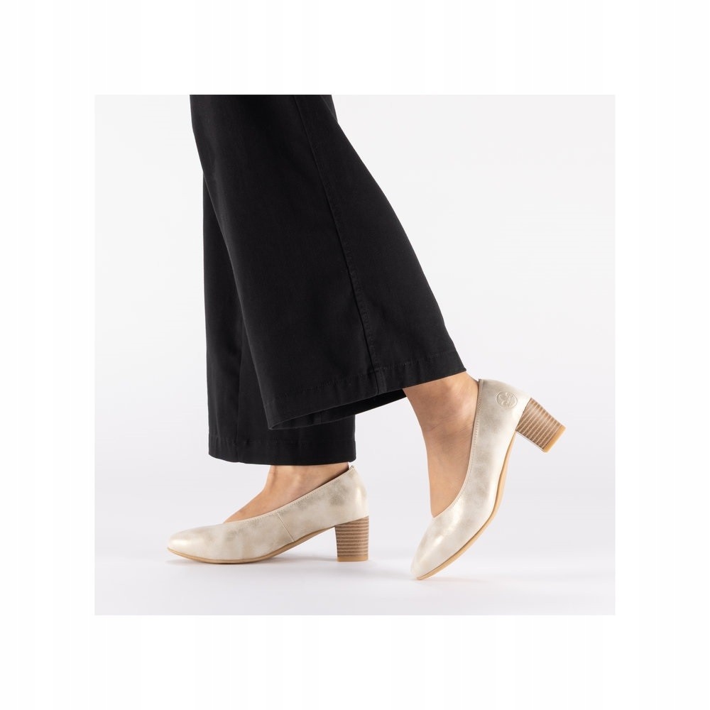 Boty Rieker 44650-91 silver platinum podpatek 5 cm eko kůže 37