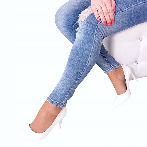 

Szpilki czółenka szpic białe Matowe KBU692